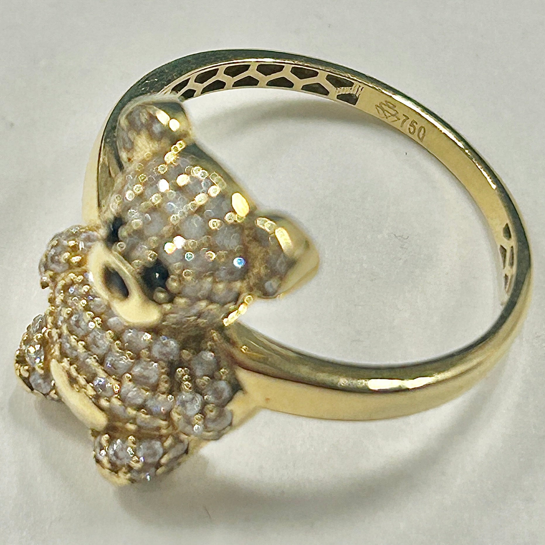 K18 テディベア リング メレダイヤ Au750刻印あり｜NJ BUYER'S MARKETPLACE