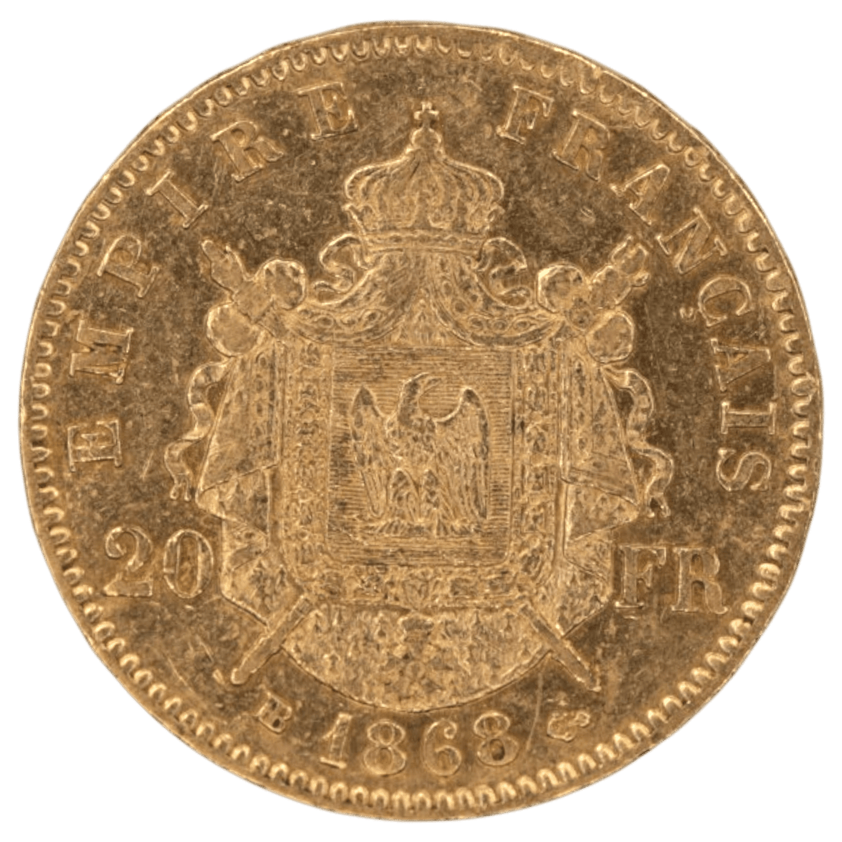 フランス 20フラン金貨 1868年 ストラスブール鋳 ナポレオン3世 有冠 - NJ BUYER'S MARKETPLACE