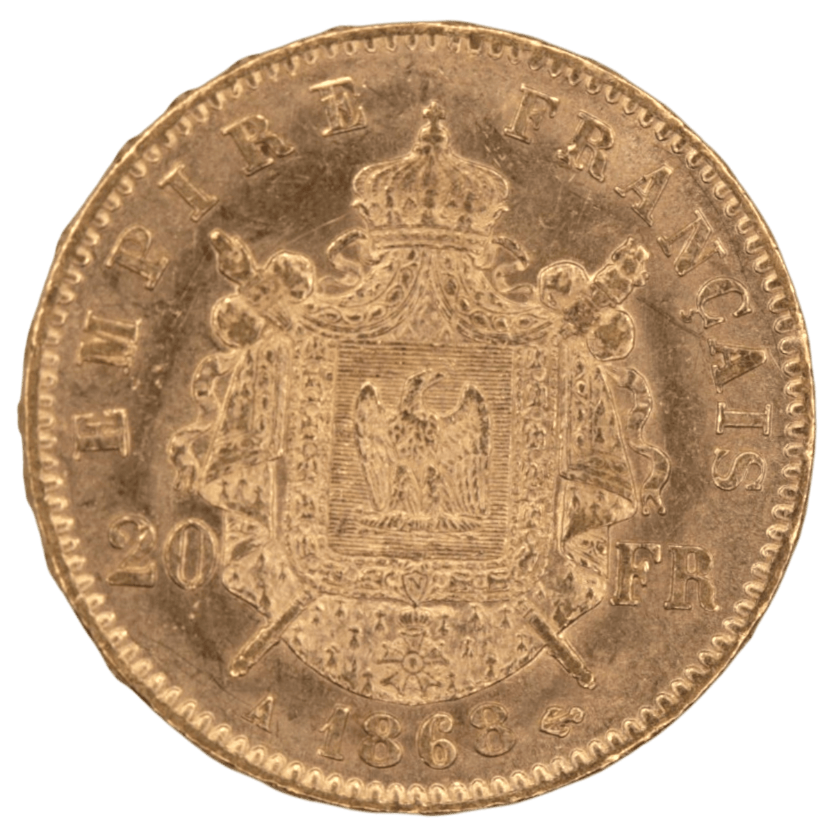 フランス 20フラン金貨 1868年 パリ鋳 ナポレオン3世 有冠 - NJ BUYER'S MARKETPLACE