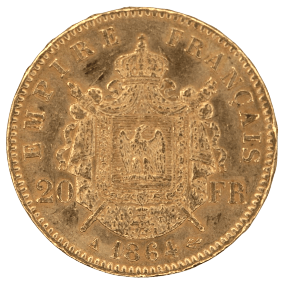 フランス 20フラン金貨 1864年 パリ鋳 ナポレオン3世 有冠 - NJ BUYER'S MARKETPLACE