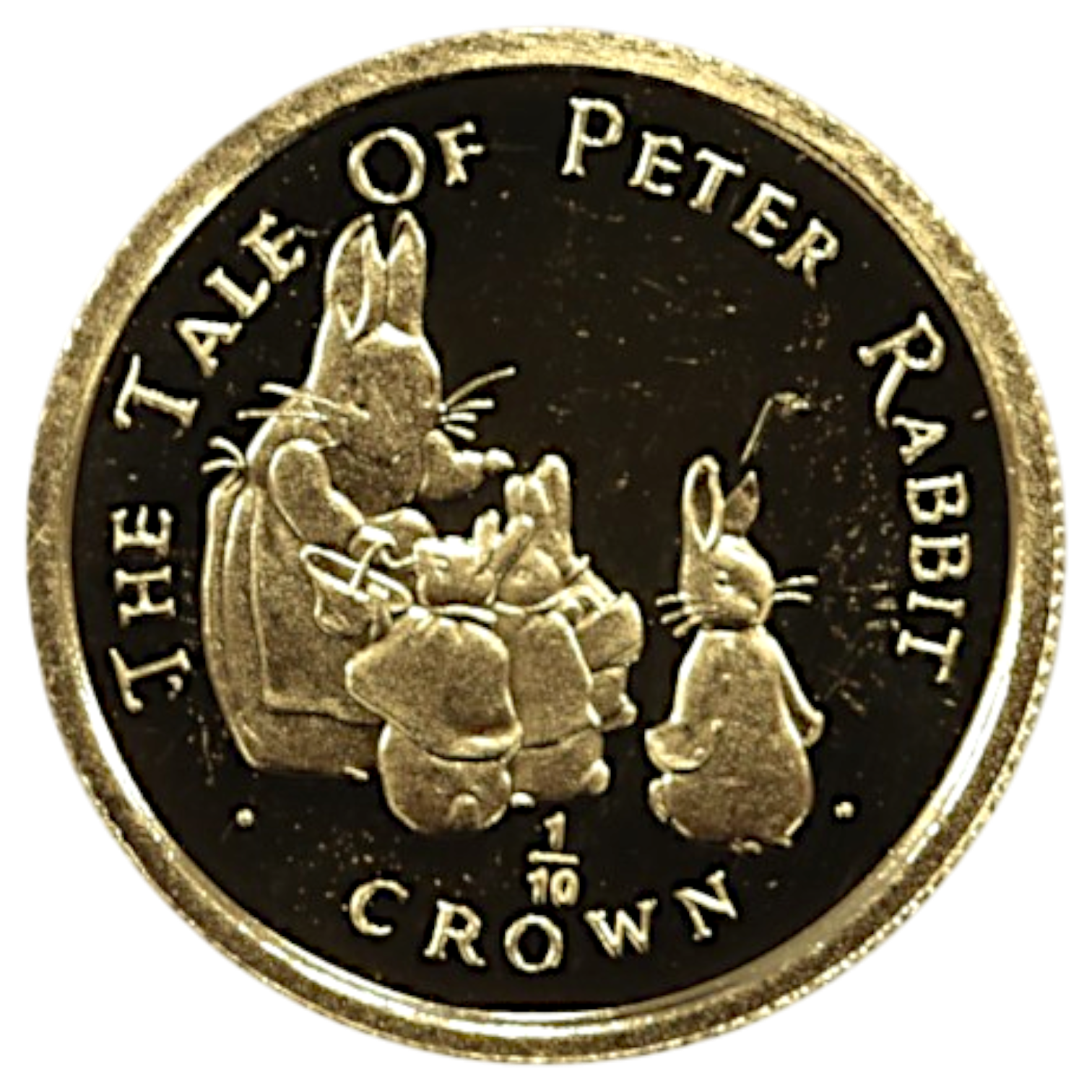 ジブラルタル 1/10クラウン金貨 1994年 ポブジョイ鋳 ピーターラビットと母と妹たち
