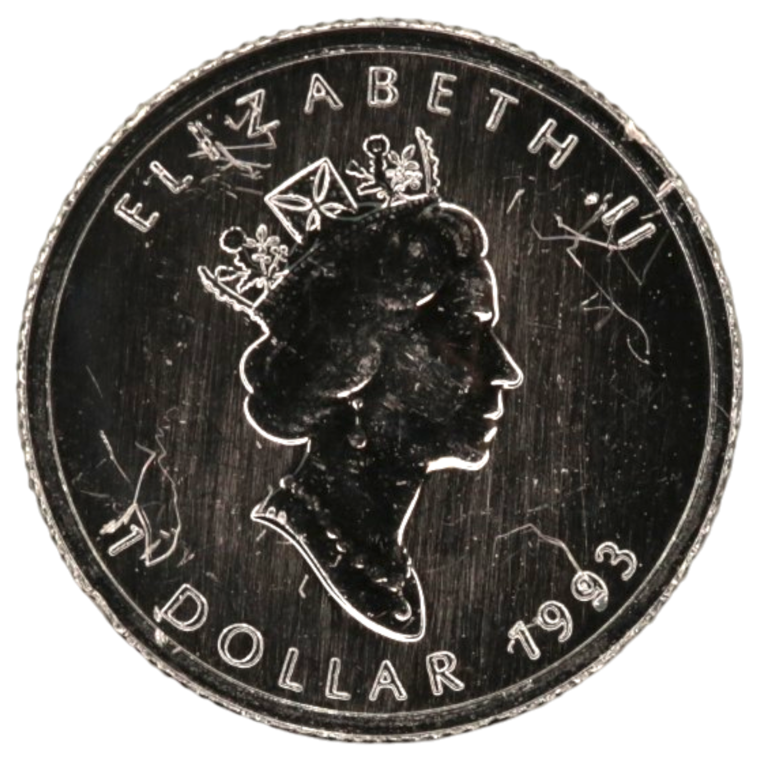 カナダ 1ドルプラチナ貨 1993年 オタワ鋳 メイプルリーフ エリザベス2世