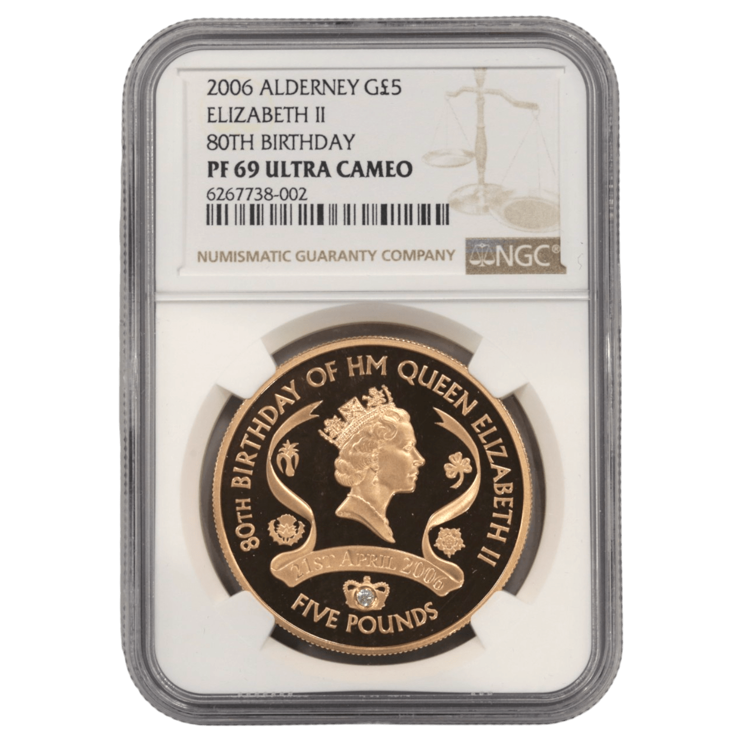 イギリス 5ポンド金貨 2006年 ロンドン鋳 エリザベス2世 生誕80周年 NGC PF69UC - NJ BUYER'S MARKETPLACE