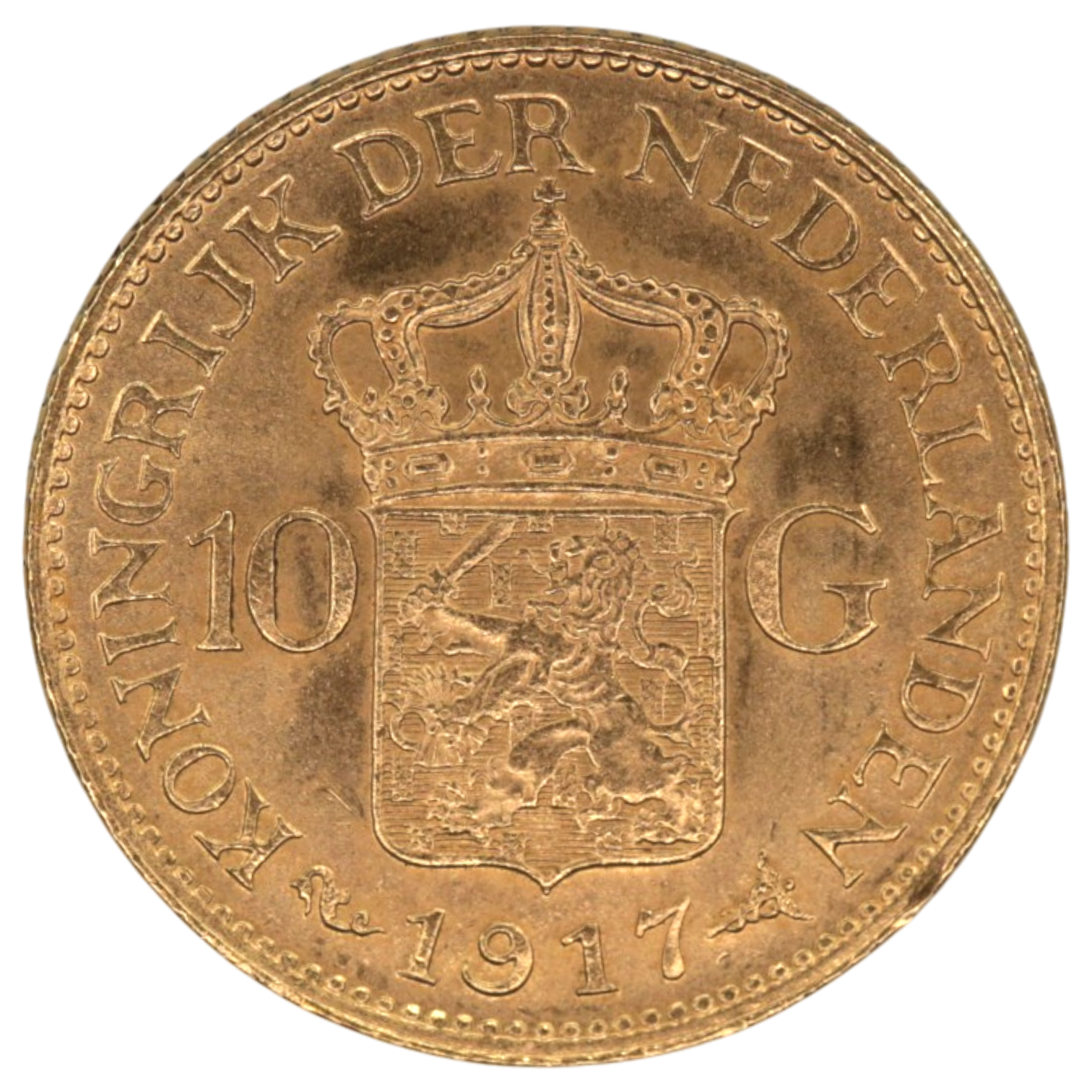 オランダ 10グルデン金貨 1917年 ユトレヒト鋳 ウィルヘルミナ