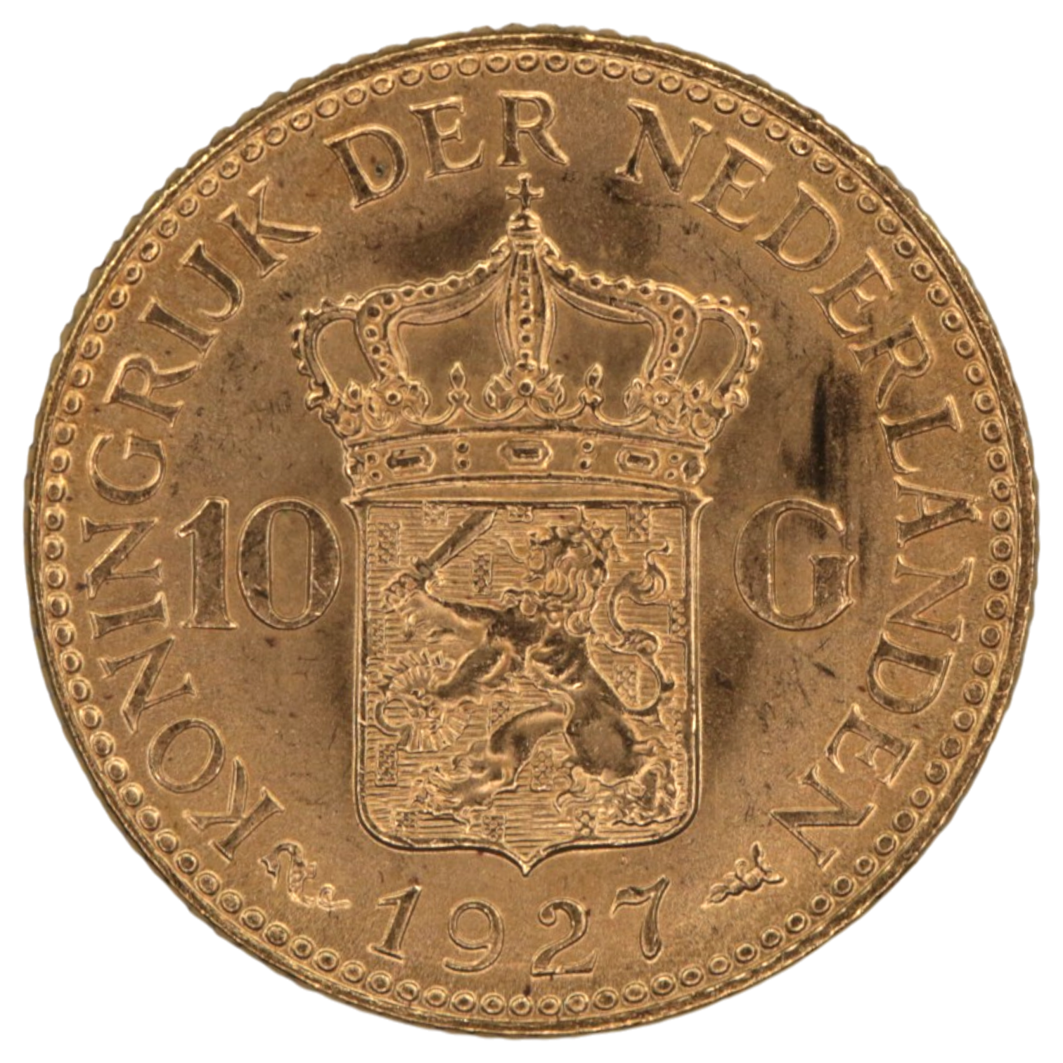 オランダ 10ドル金貨 1927年 ウィルヘルミナ