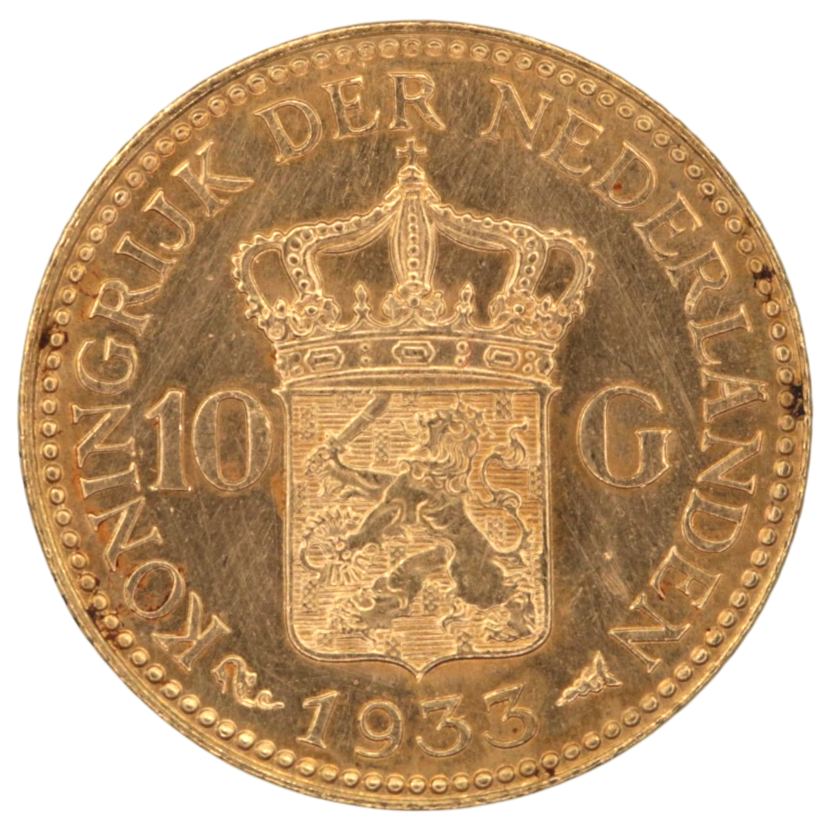 オランダ 10グルデン金貨 1933年 ウィルヘルミナ