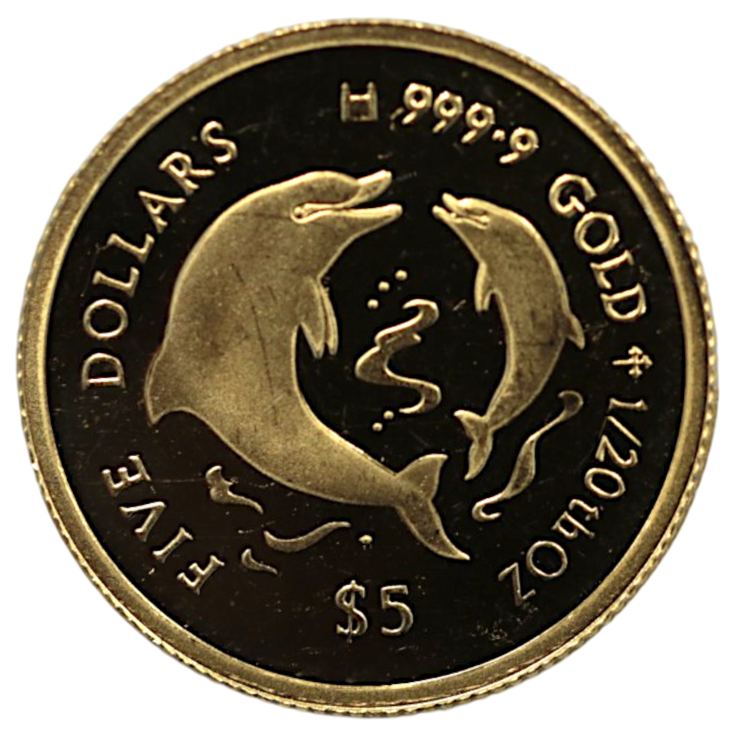 クック島 5ドル金貨 1998年 イルカ エリザベス2世