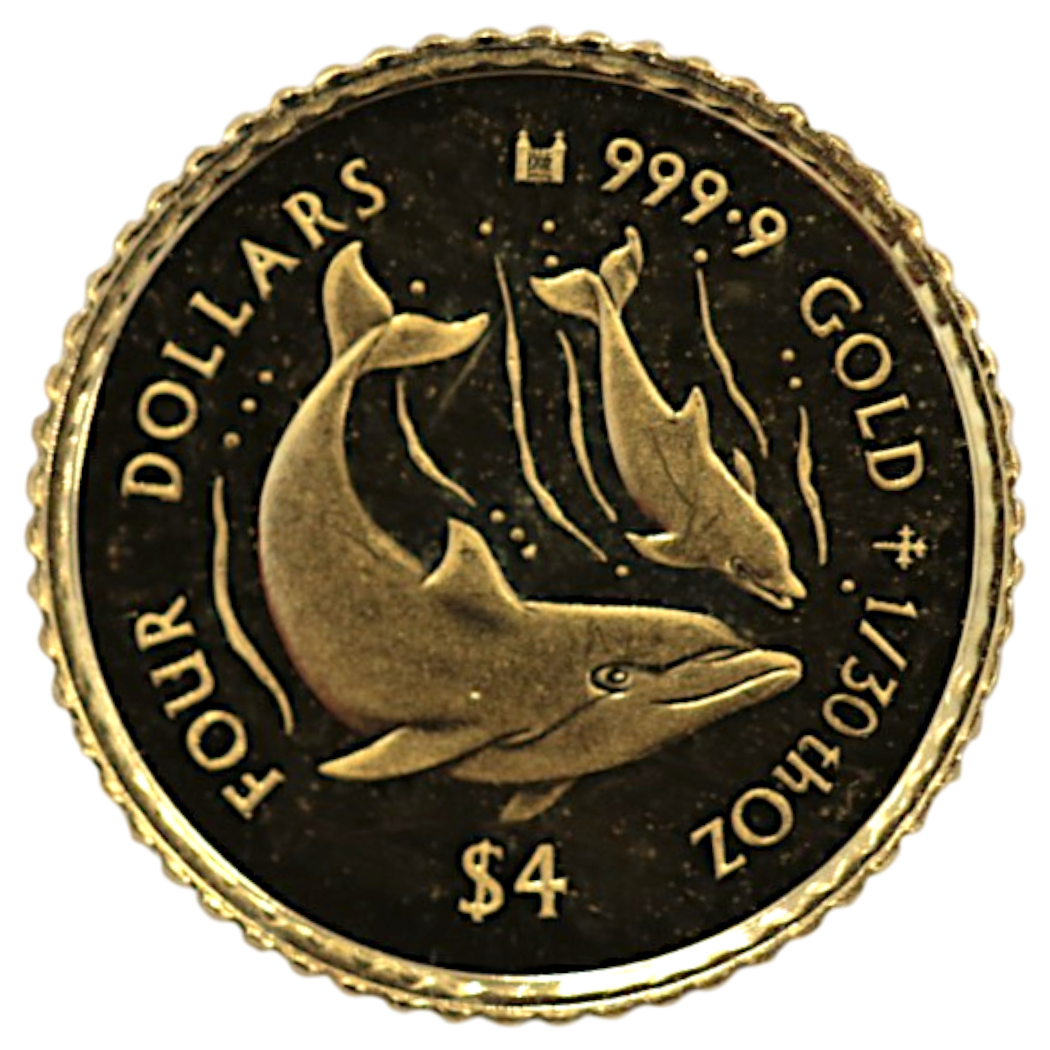 クック島 4ドル金貨 1995年 イルカ エリザベス2世