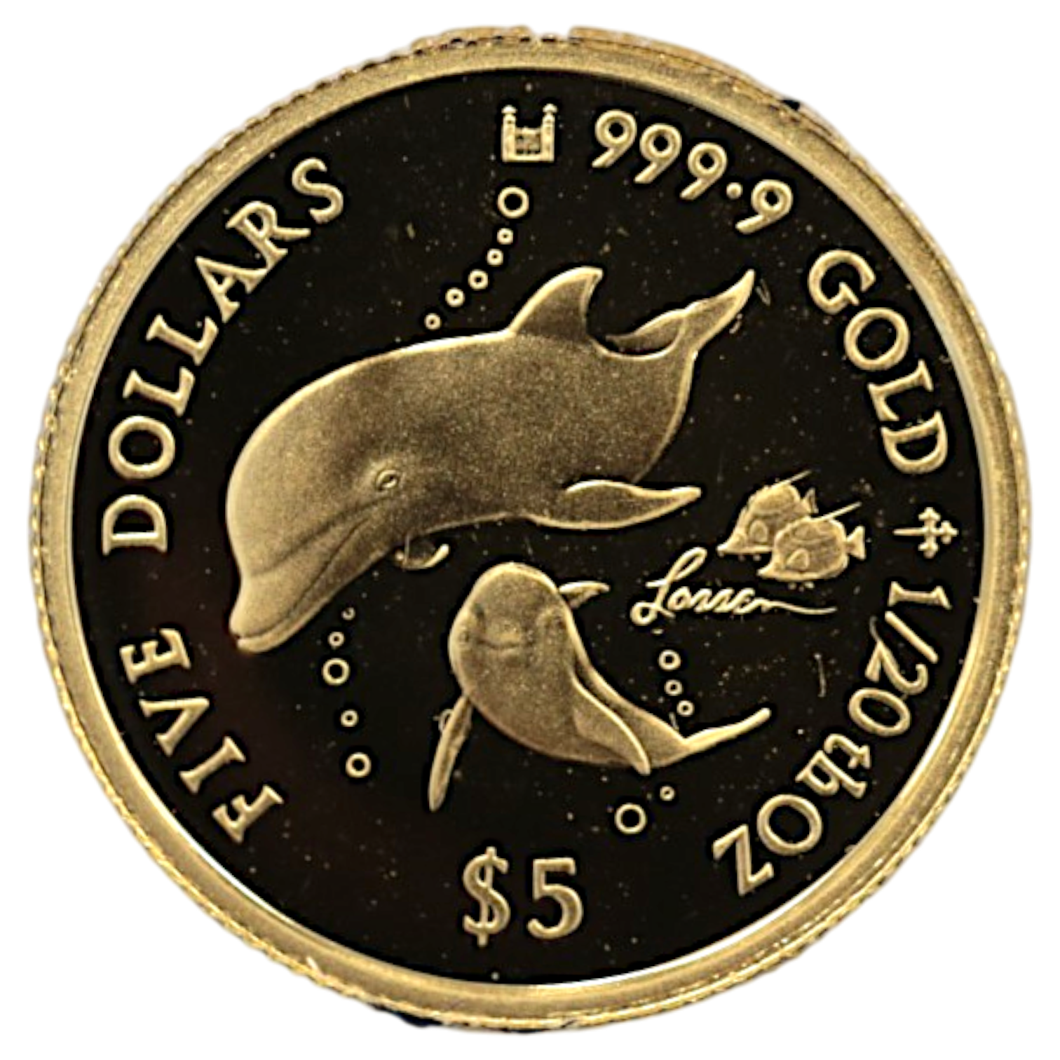 クック島 5ドル金貨 1999年 イルカ エリザベス2世