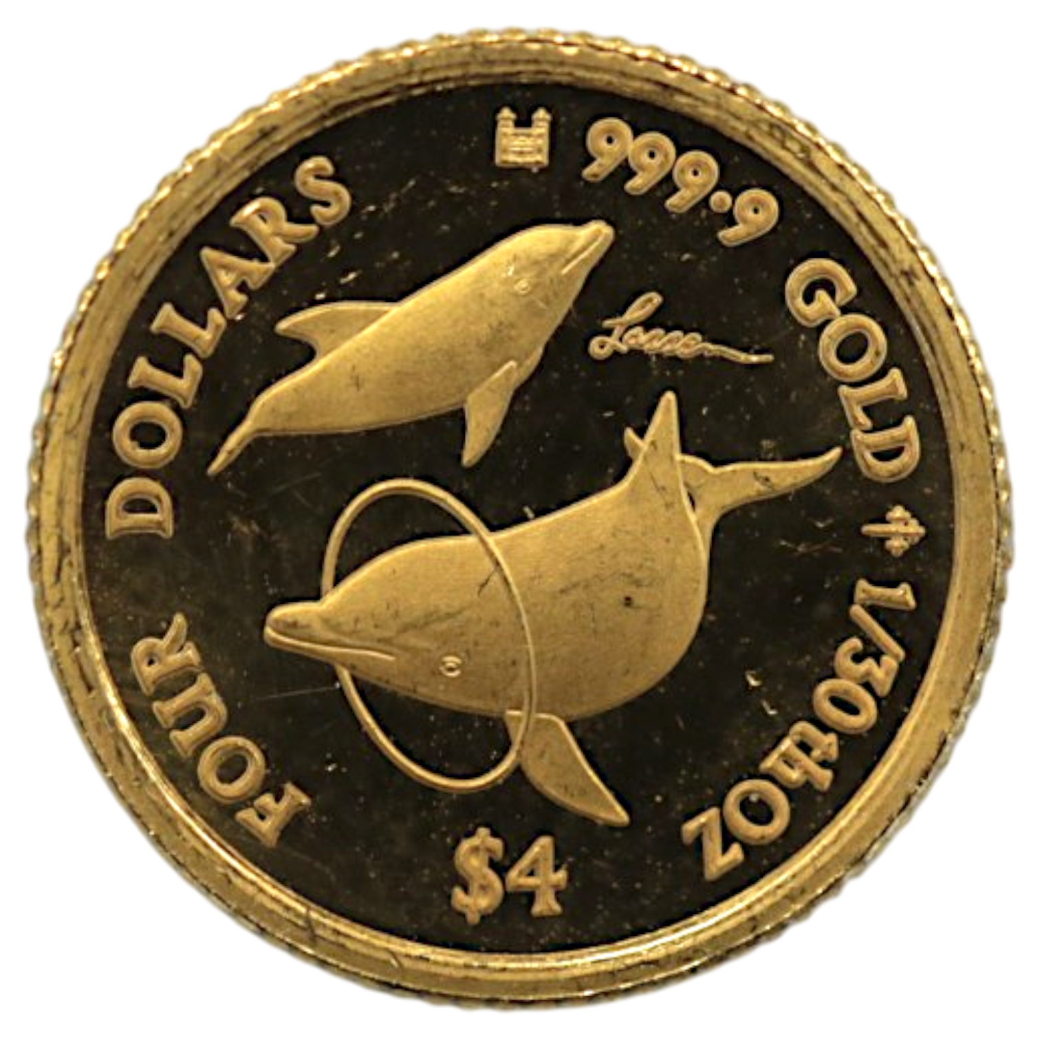 クック島 4ドル金貨 2018年 イルカ エリザベス2世