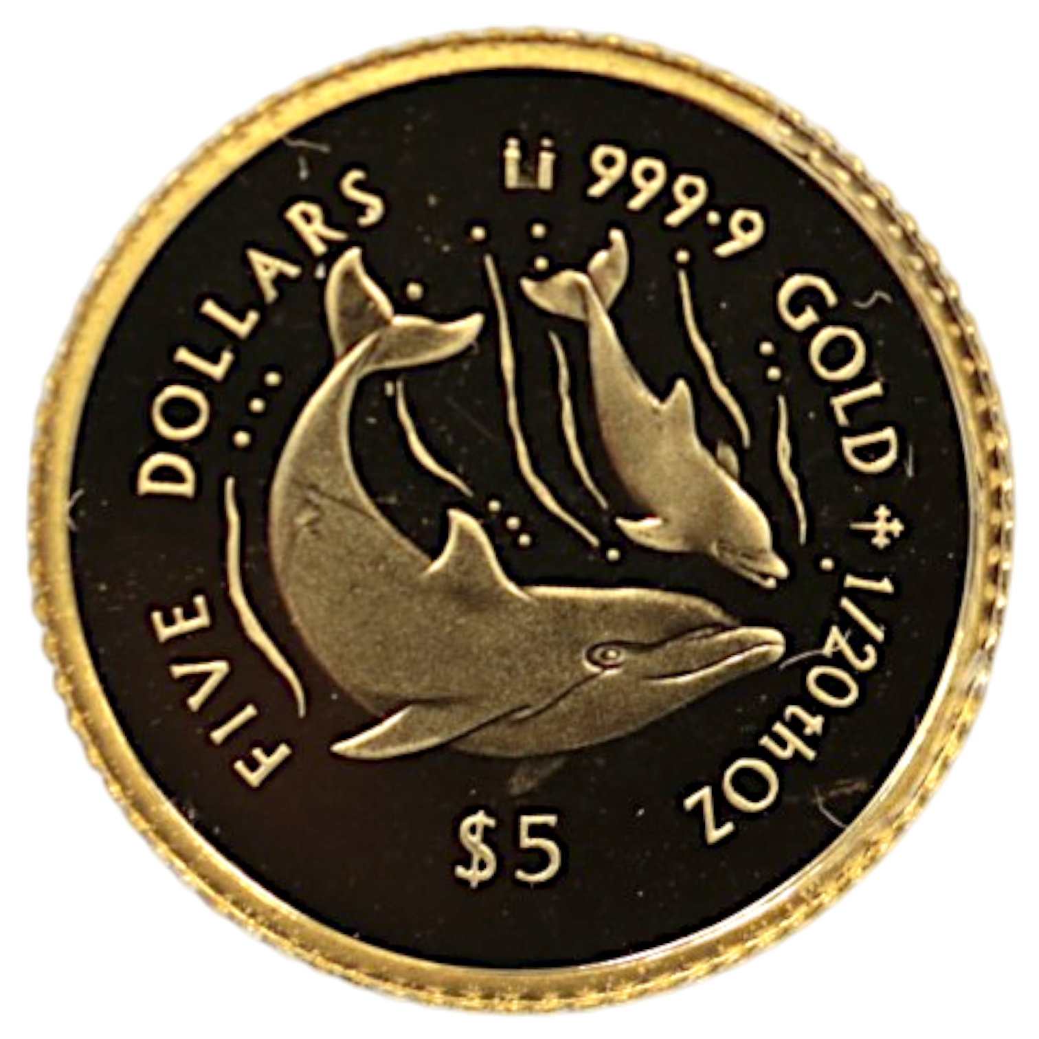 クック島 5ドル金貨 1995年 イルカ エリザベス2世