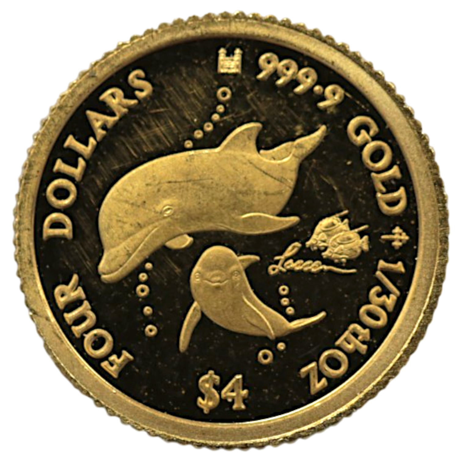 クック島 4ドル金貨 2021年 イルカ エリザベス2世