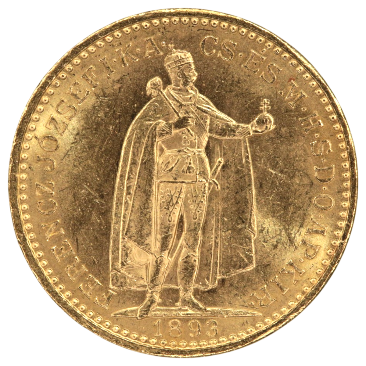 ハンガリー 20コロナ金貨 1893年