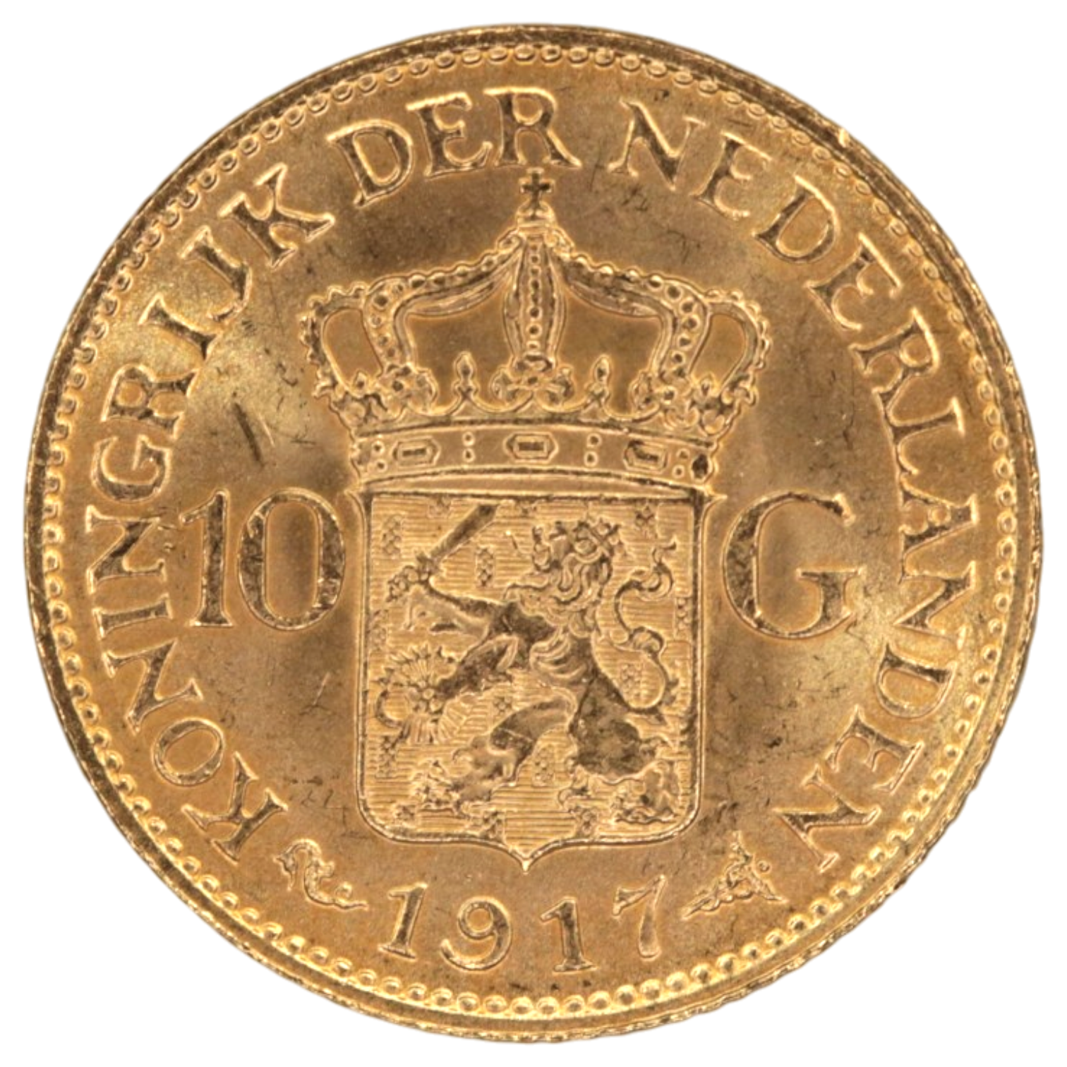 オランダ 10グルデン金貨 1917年 ウィルヘルミナ