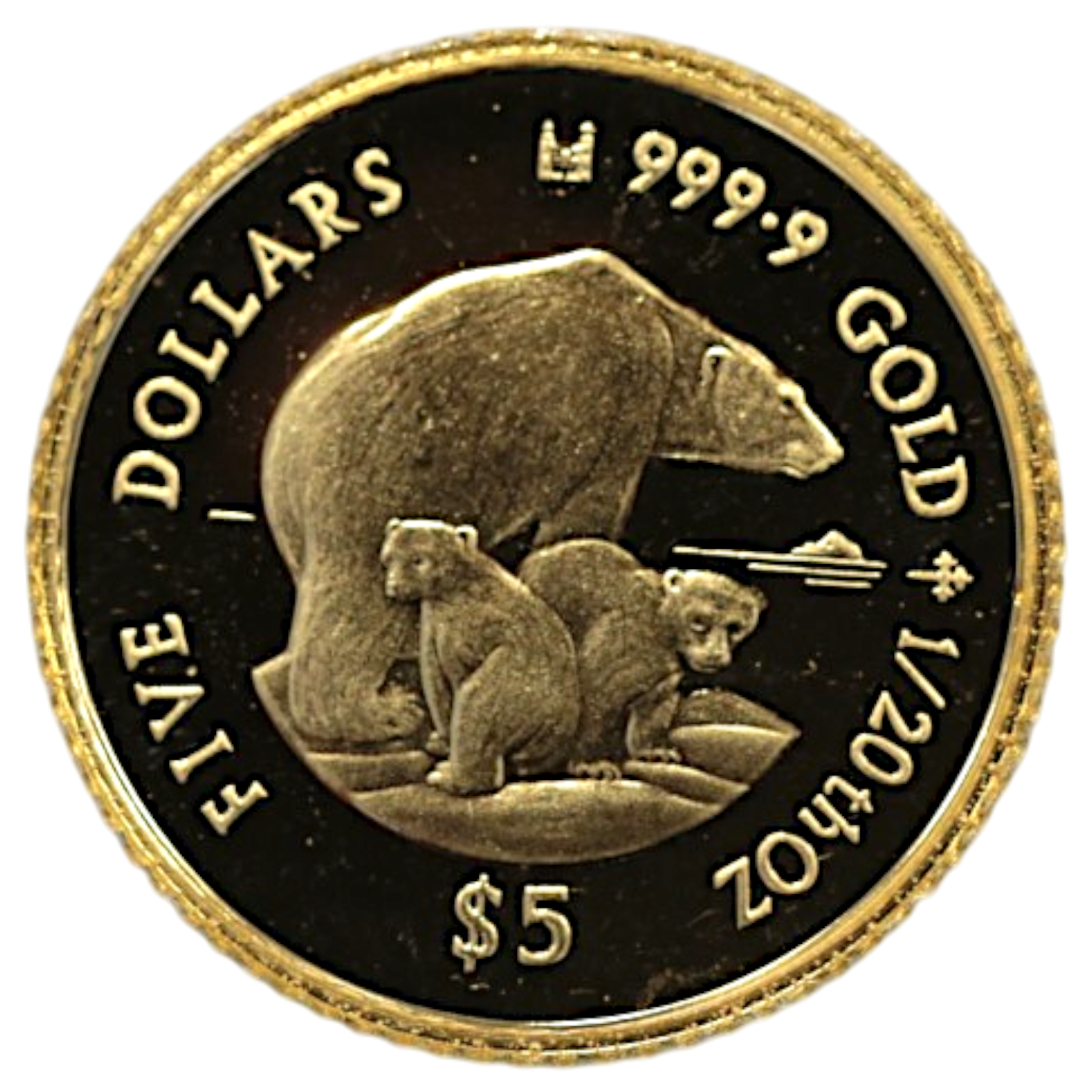 クック島 5ドル金貨 1996年 白熊の親子 エリザベス2世