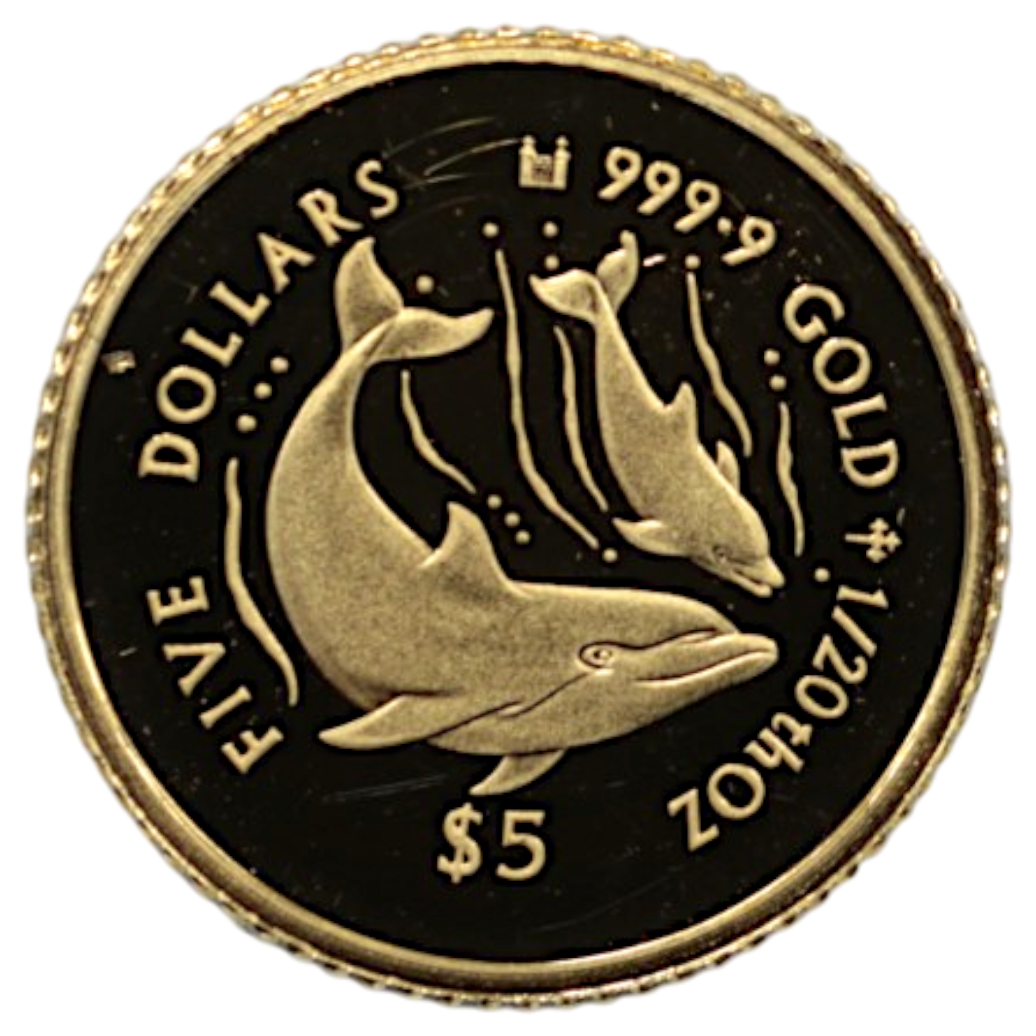 クック島 5ドル金貨 1995年 イルカ エリザベス2世