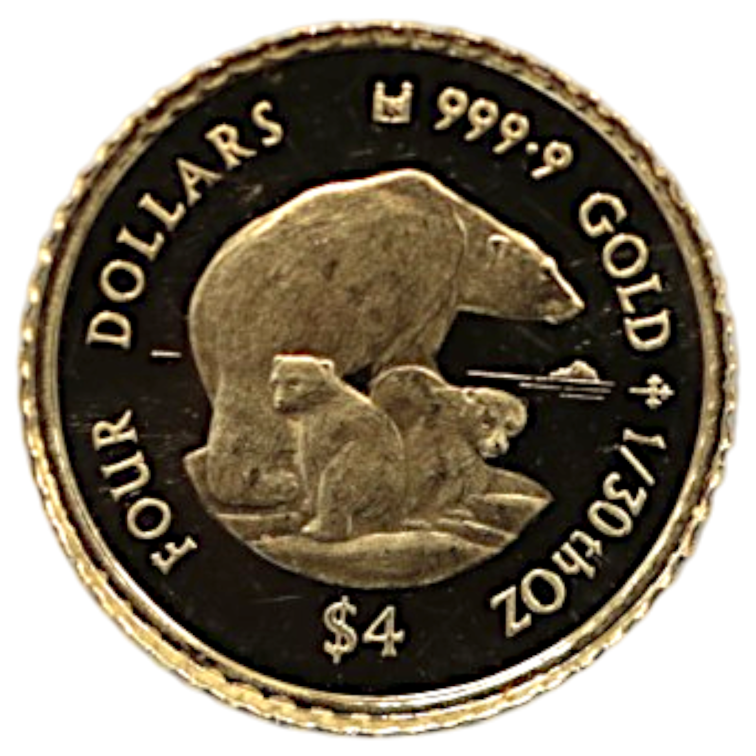 クック島 4ドル金貨 1996年 白熊の親子 エリザベス2世