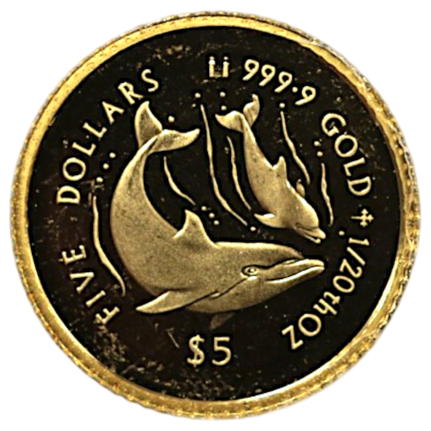 クック島 5ドル金貨 1995年 イルカ エリザベス2世