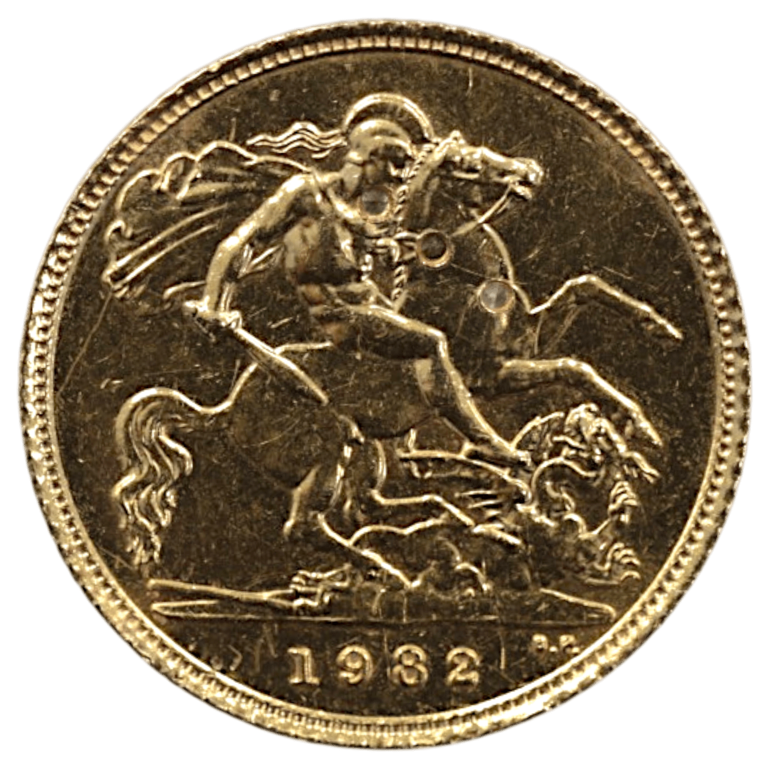イギリス ソブリン金貨 1982年 ロンドン鋳 エリザベス2世 第2肖像 メレダイヤ象嵌 - NJ BUYER'S MARKETPLACE