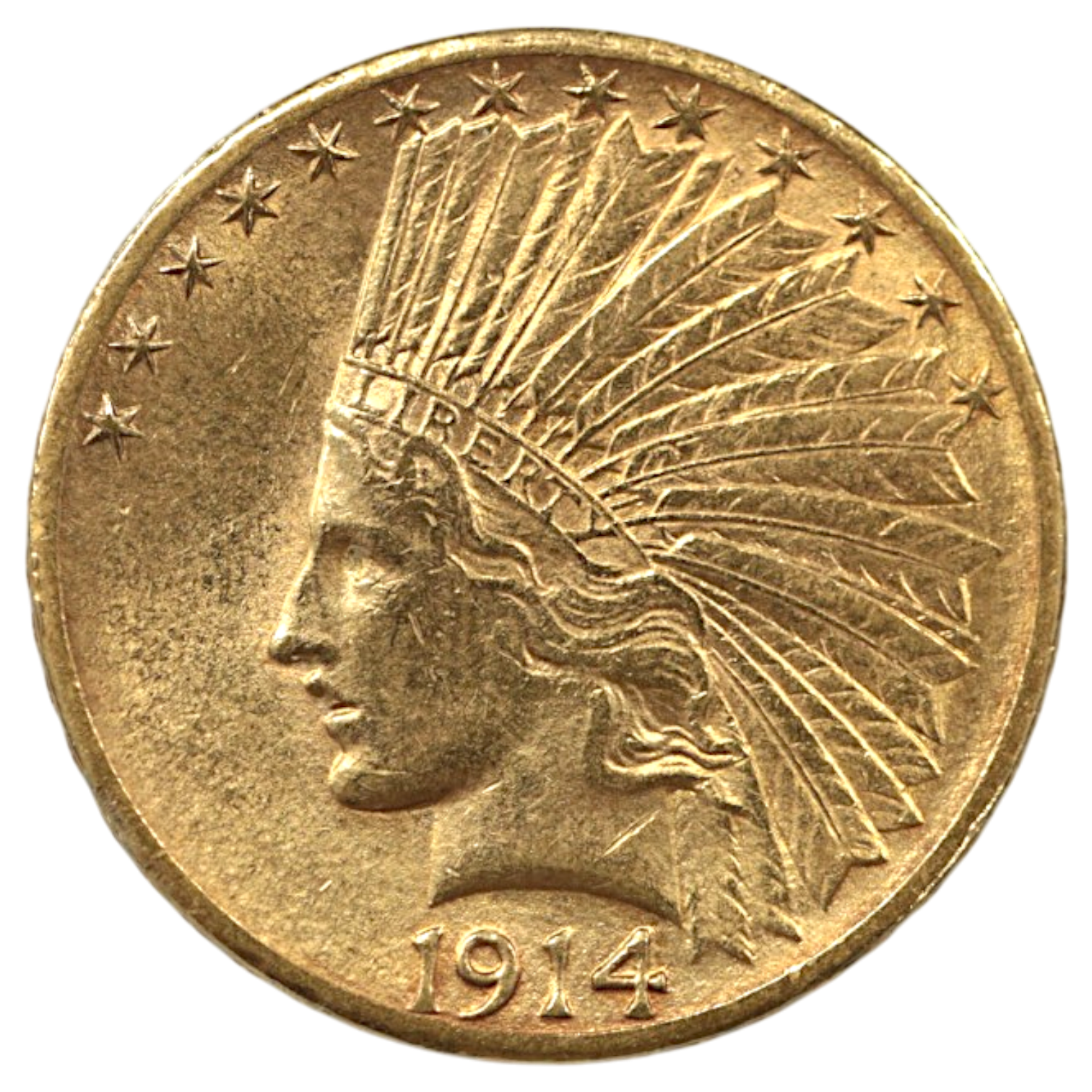 アメリカ 10ドル金貨 1914年 デンバー鋳 インディアン