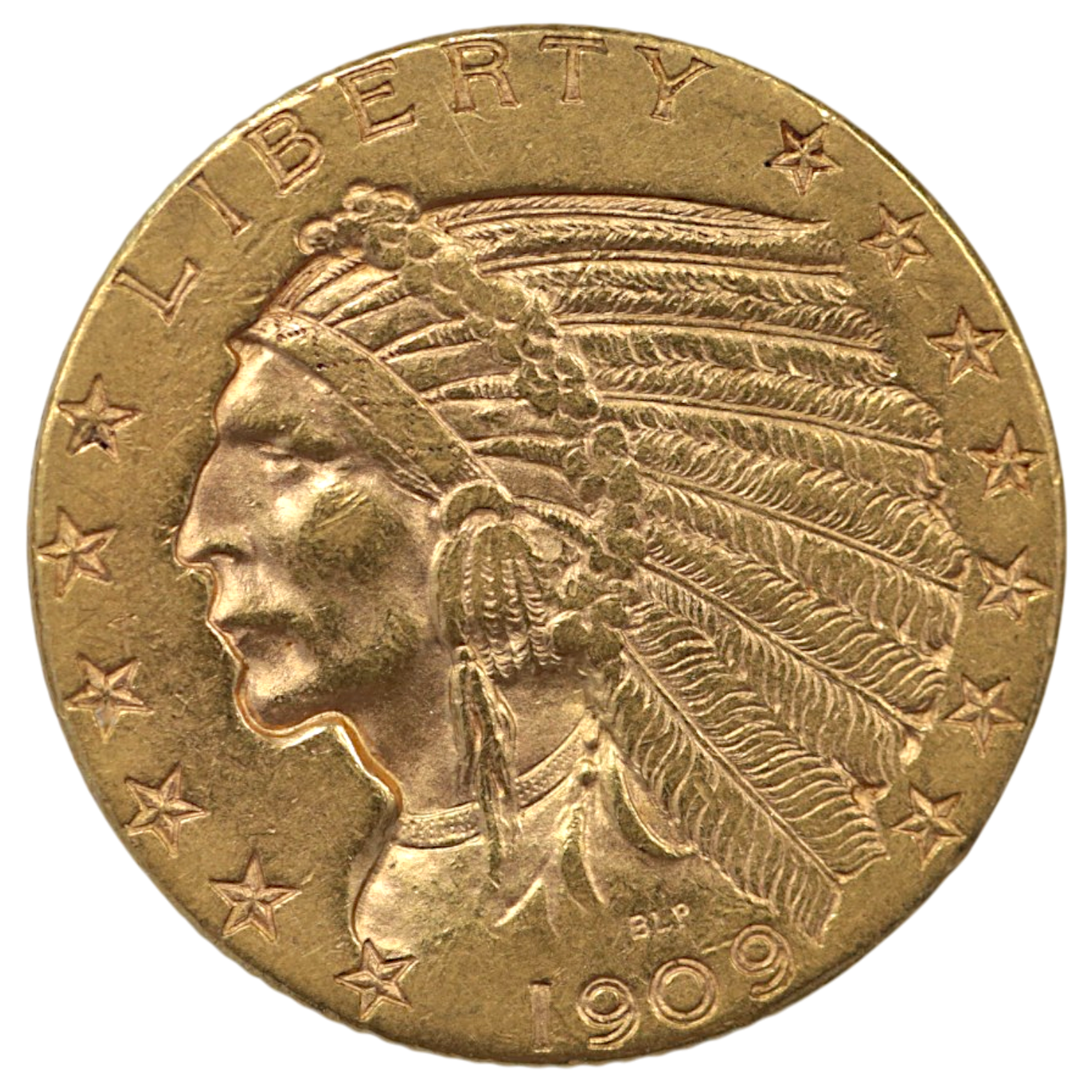 アメリカ 5ドル金貨 1909年 デンバー鋳 インディアン