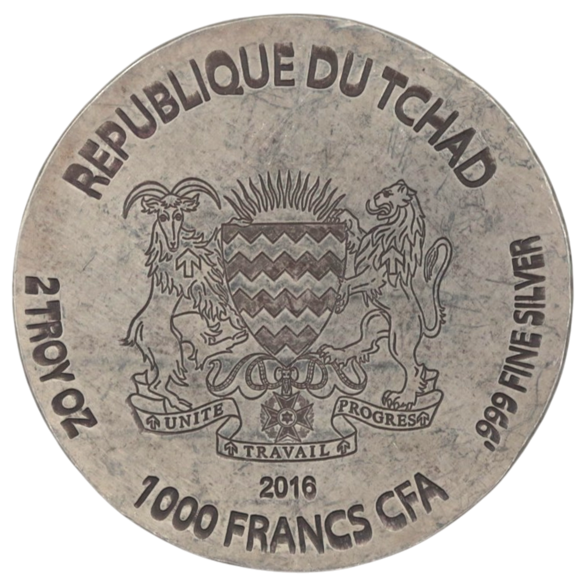 チャド 1000フラン銀貨 2016年 スコッツデール鋳 ホルス チャド国章