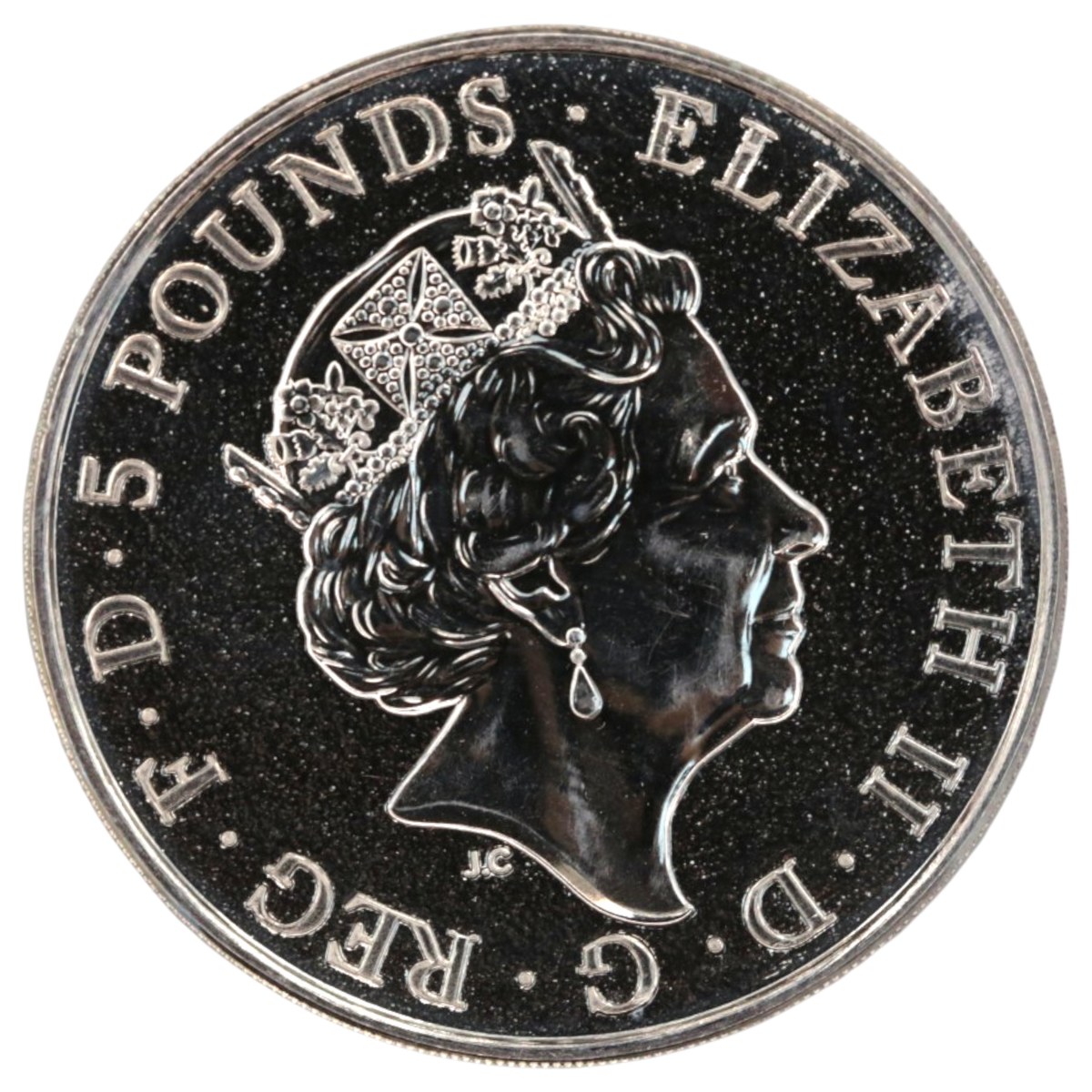 イギリス 5ポンド銀貨 2017年 ロンドン鋳 ウェールズの紅竜 エリザベス2世