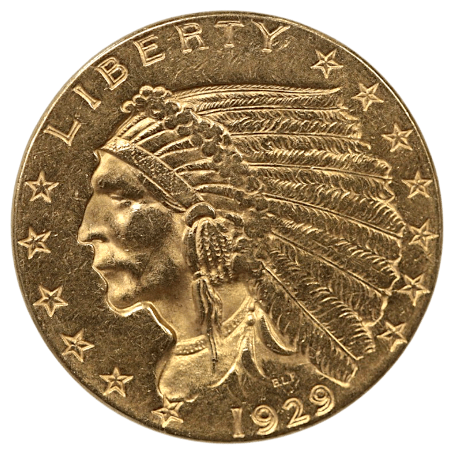 アメリカ 2.5ドル金貨 1929年 サンフランシスコ鋳 インディアン