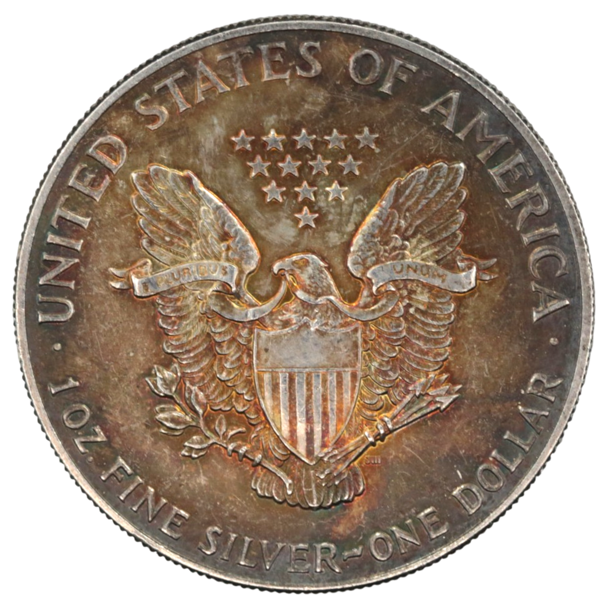 アメリカ 1ドル銀貨 1991年 リバティ イーグル レインボートーン