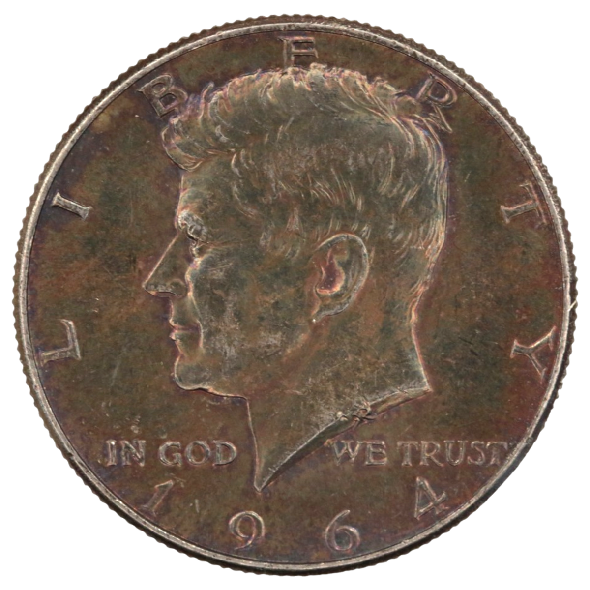 アメリカ 1/2ドル銀貨＆ダイム銀貨 2枚セット ケネディ ルーズベルト レインボートーン