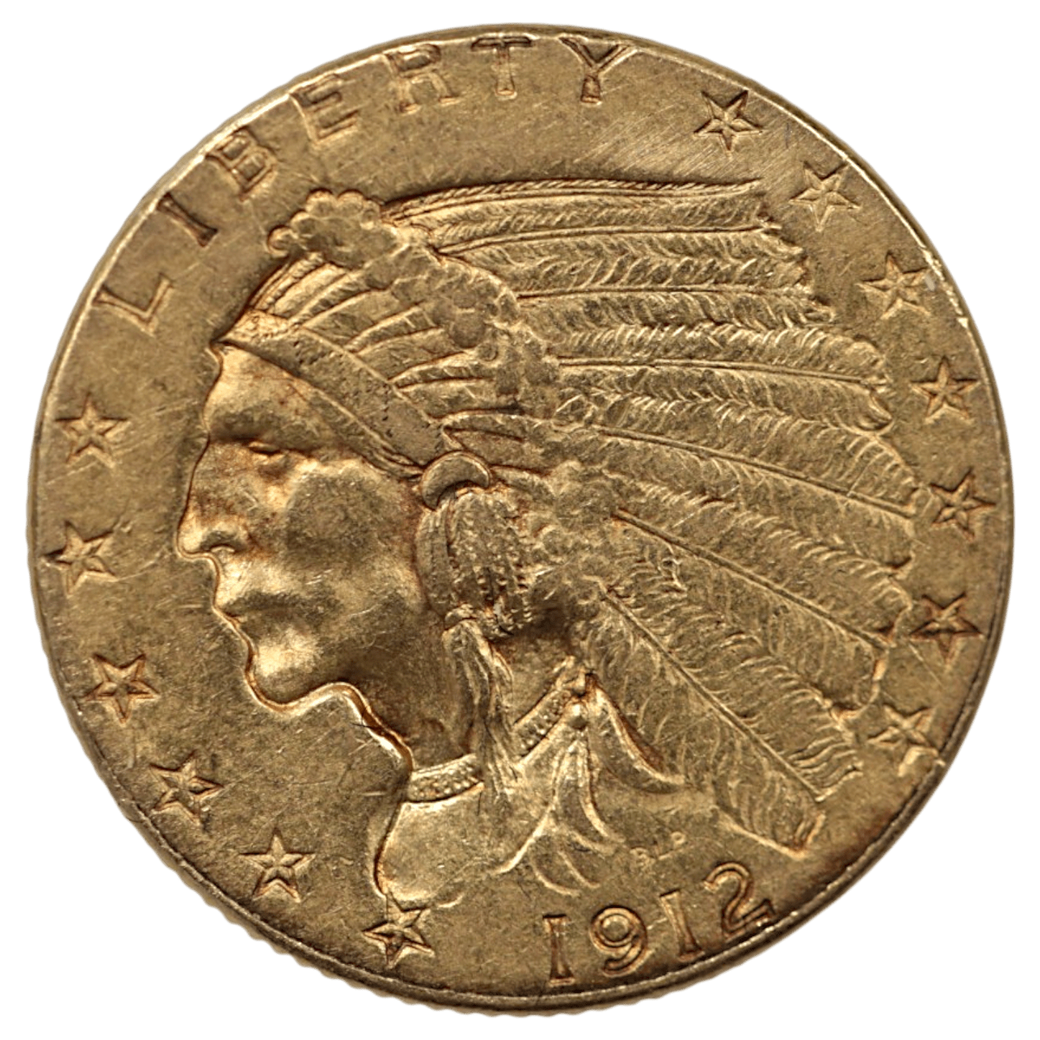 アメリカ 2.5ドル金貨 1912年 フィラデルフィア鋳 インディアン