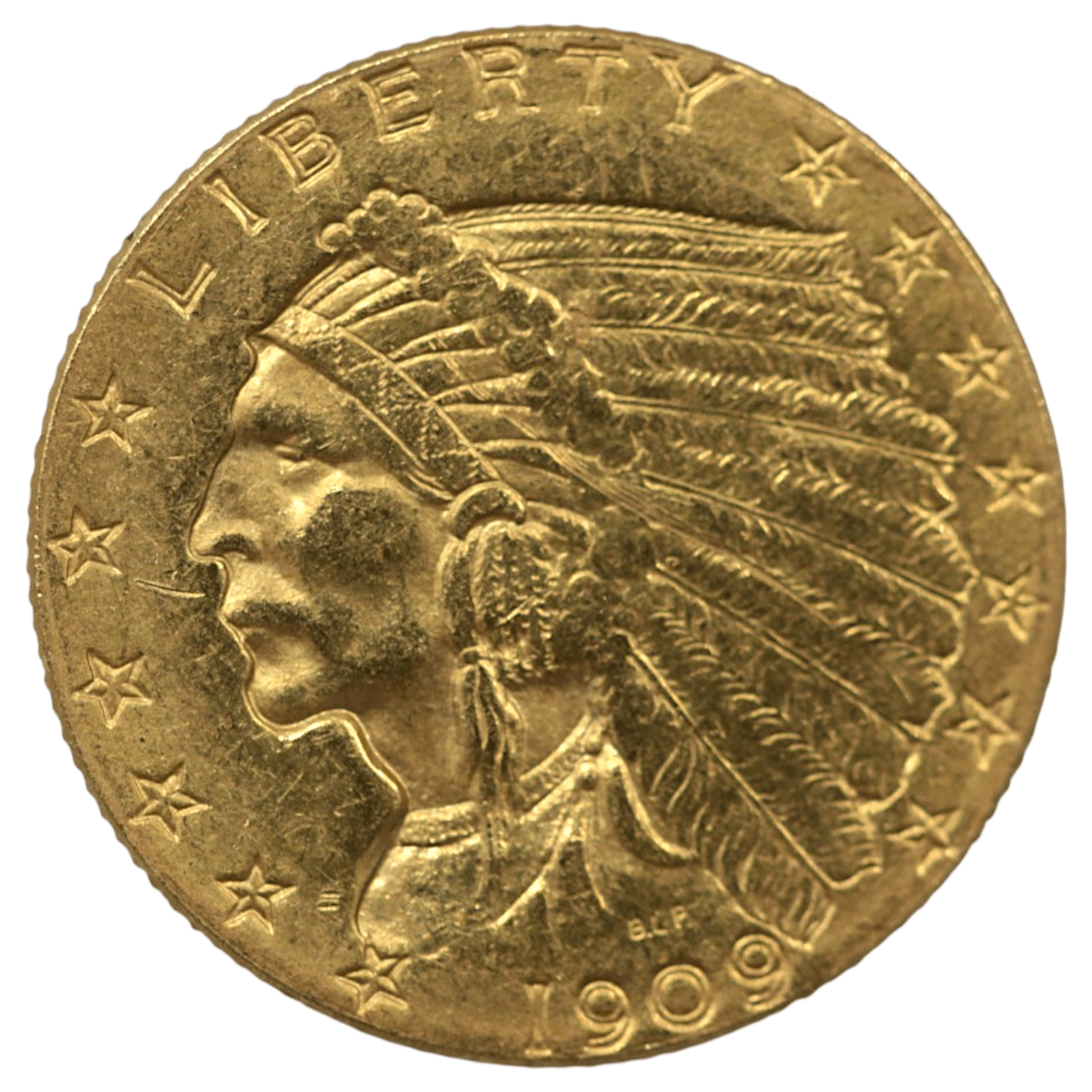 アメリカ 2.5ドル金貨 1909年 フィラデルフィア鋳 インディアン