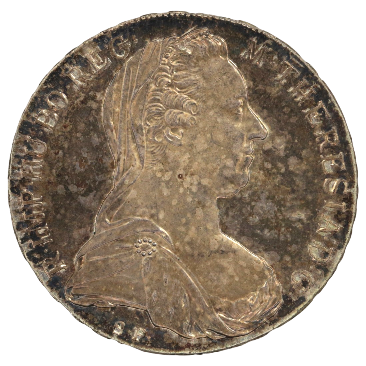 オーストリア ターレル銀貨 1780年銘 再鋳 マリア＝テレジア 双頭の鷲 レインボートーン