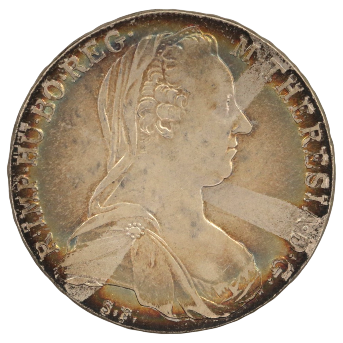 オーストラリア ターレル銀貨 1780年銘 再鋳 マリア＝テレジア 双頭の鷲 レインボートーン