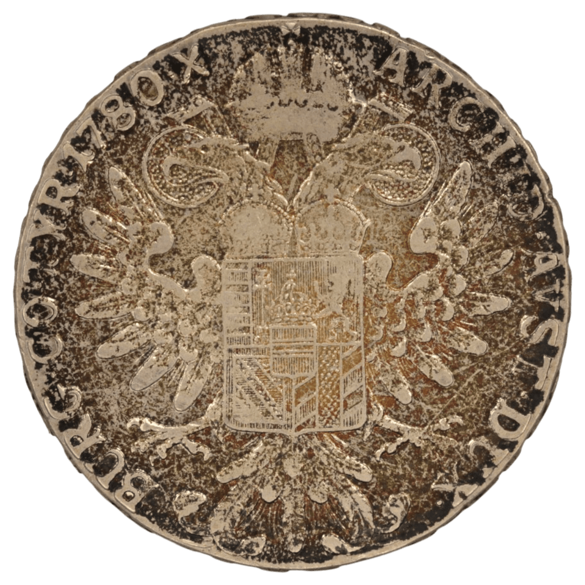 オーストラリア ターレル銀貨 1780年銘 再鋳 マリア＝テレジア 双頭の鷲 レインボートーン - NJ BUYER'S MARKETPLACE