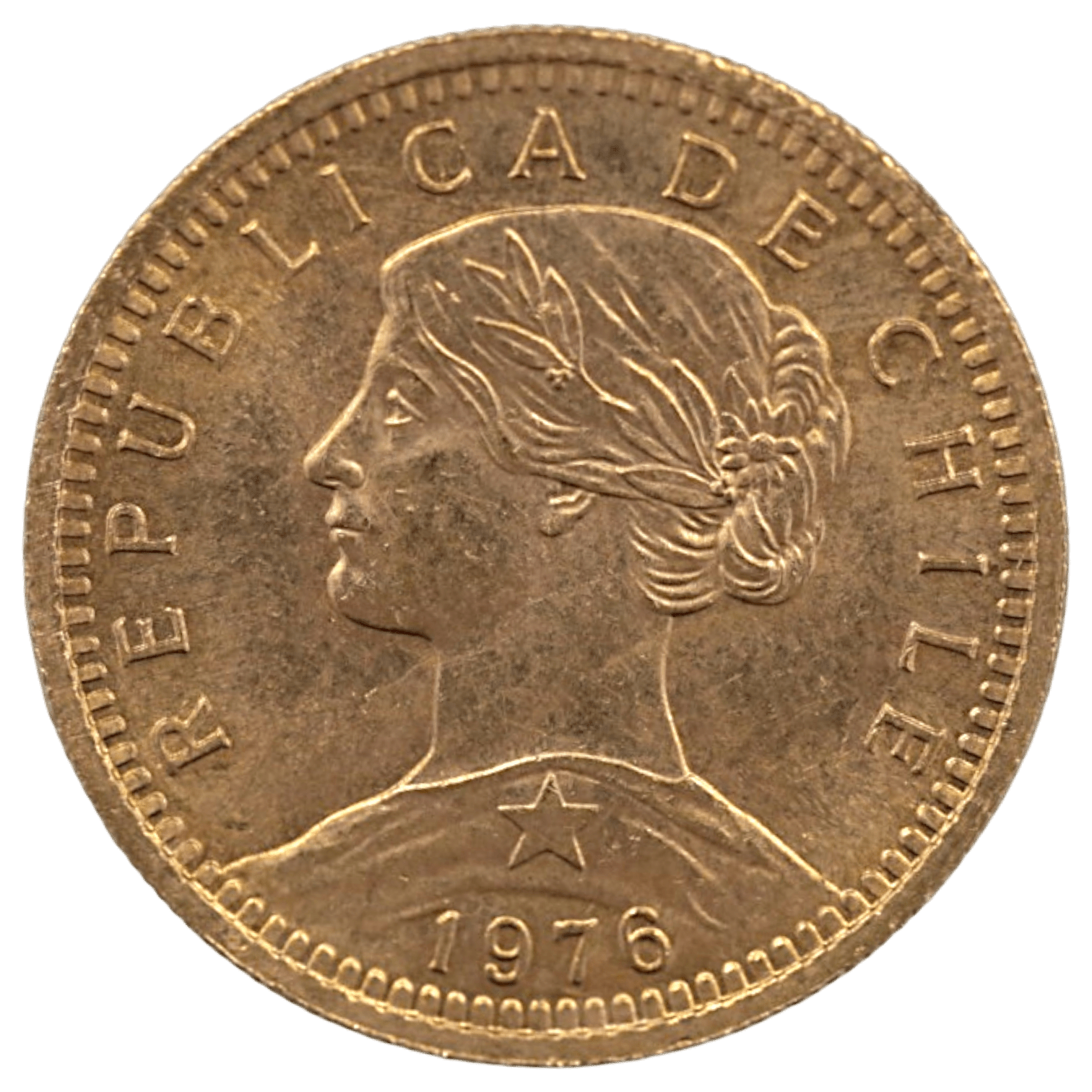 チリ 20ペソ金貨 1976年 サンティアゴ鋳 女性像 チリ国章 - NJ BUYER'S MARKETPLACE