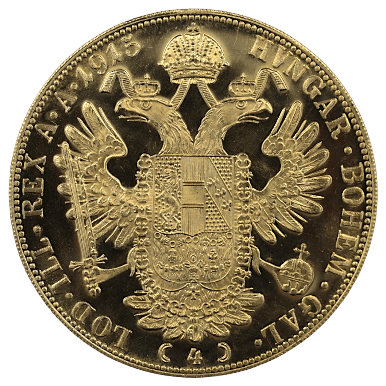 オーストリア 4ダカット金貨 1915年銘（再鋳）ウィーン鋳 フランツ・ヨーゼフ1世 双頭の鷲 - NJ BUYER'S MARKETPLACE
