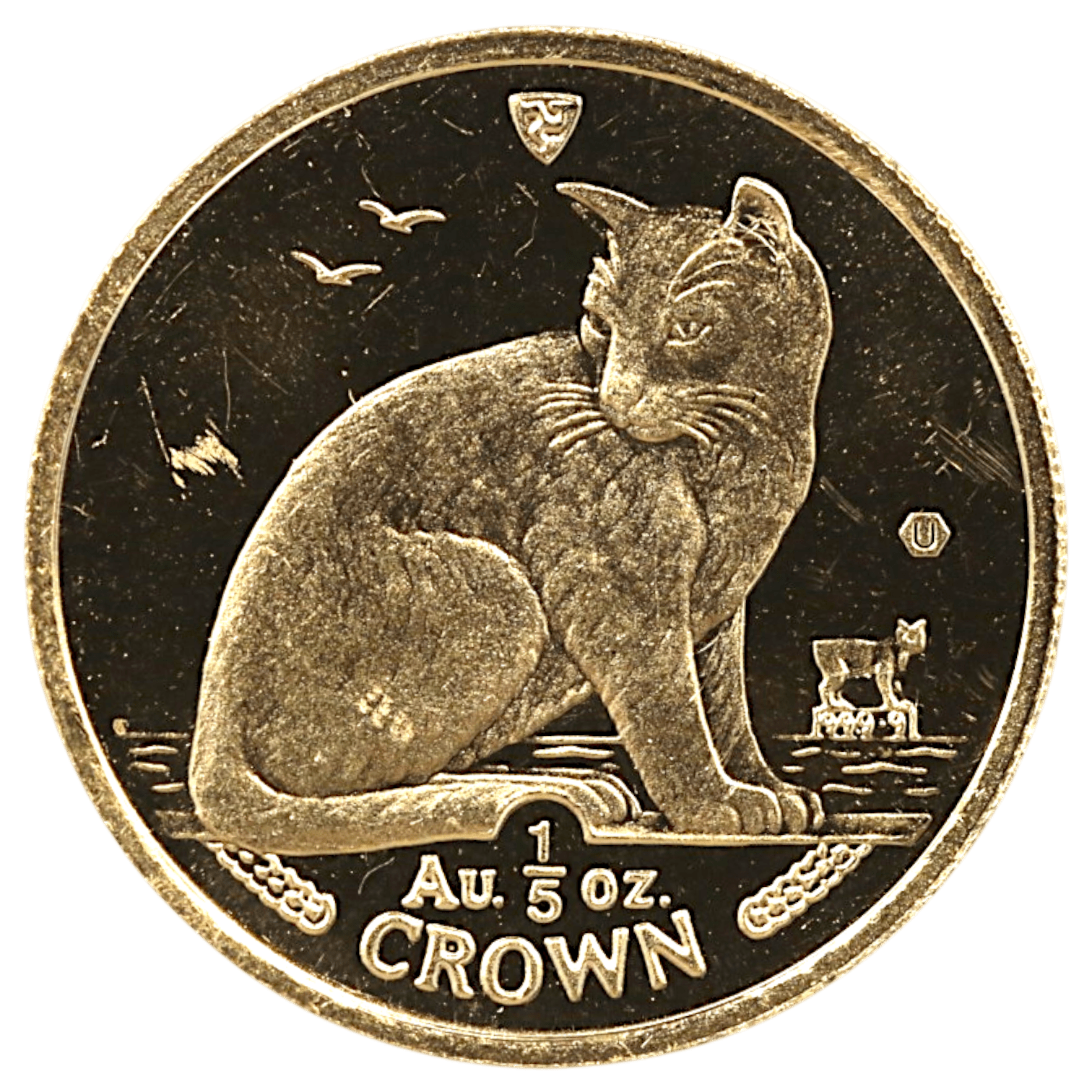 マン島 1/5クラウン金貨 1990年 ポブジョイ鋳 路地裏の猫 - NJ BUYER'S MARKETPLACE