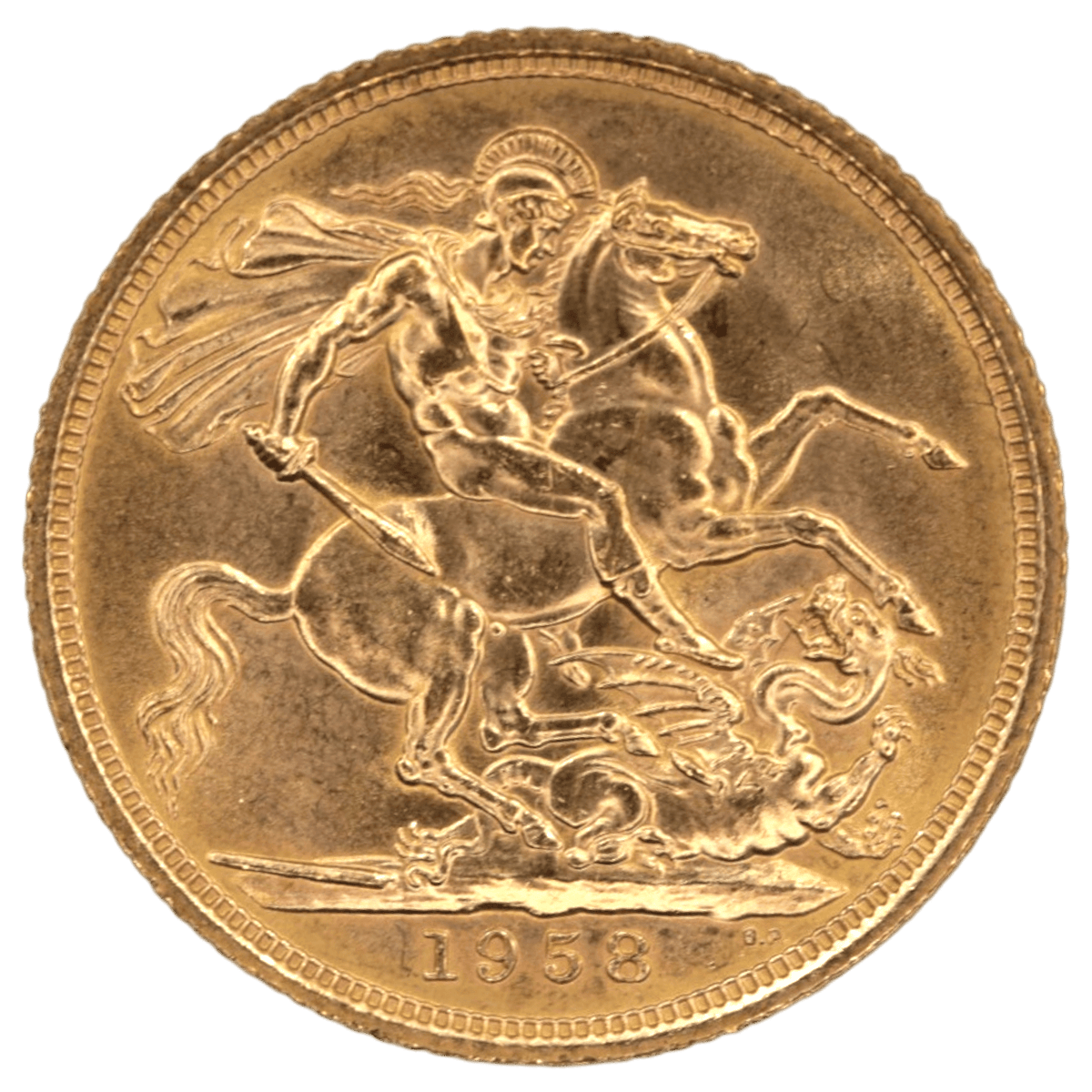 イギリス ソヴリン金貨 1958年 ロンドン鋳 エリザベス2世 聖ジョージの竜退治