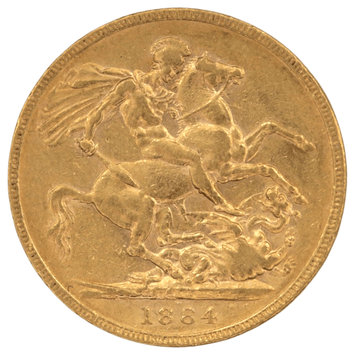 イギリス ソヴリン金貨 1884年 ヴィクトリア女王 ヤングヘッド 聖ジョージの竜退治