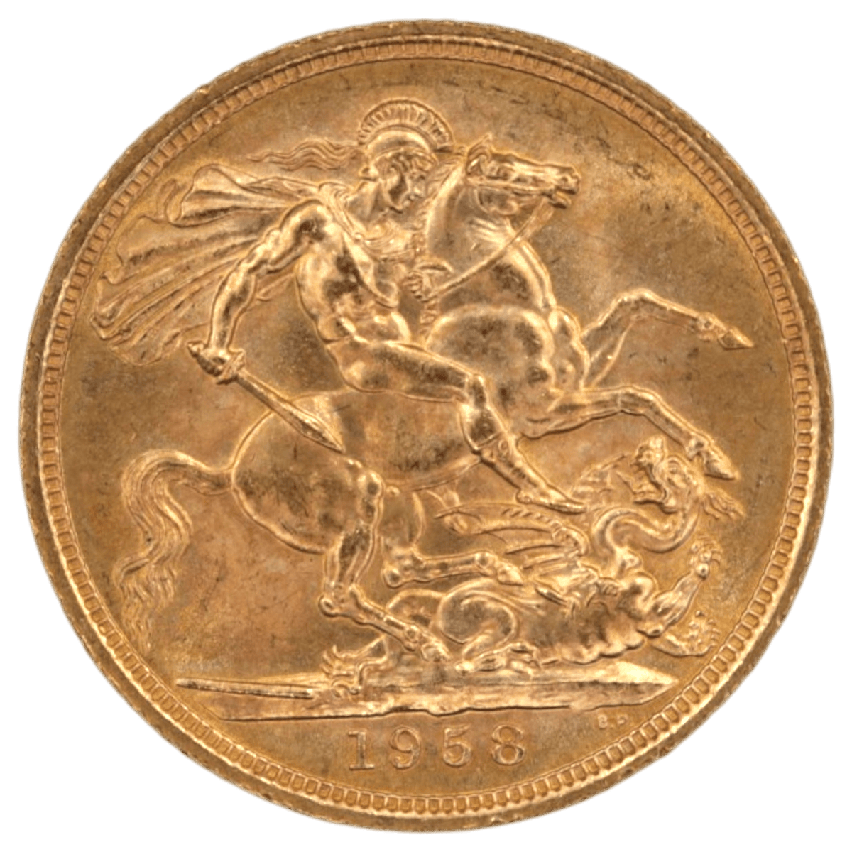 イギリス ソヴリン金貨 1958年 ロンドン鋳 エリザベス2世 聖ジョージの竜退治