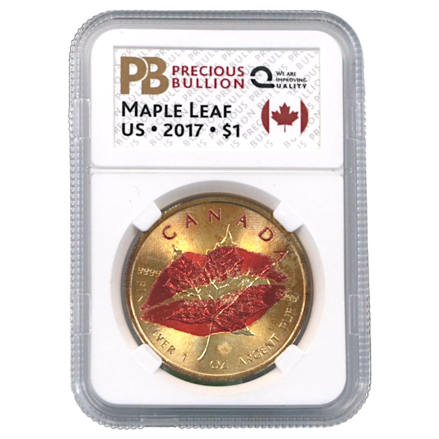 カナダ  5ドル銀貨 2017年 メープルリーフ リップス