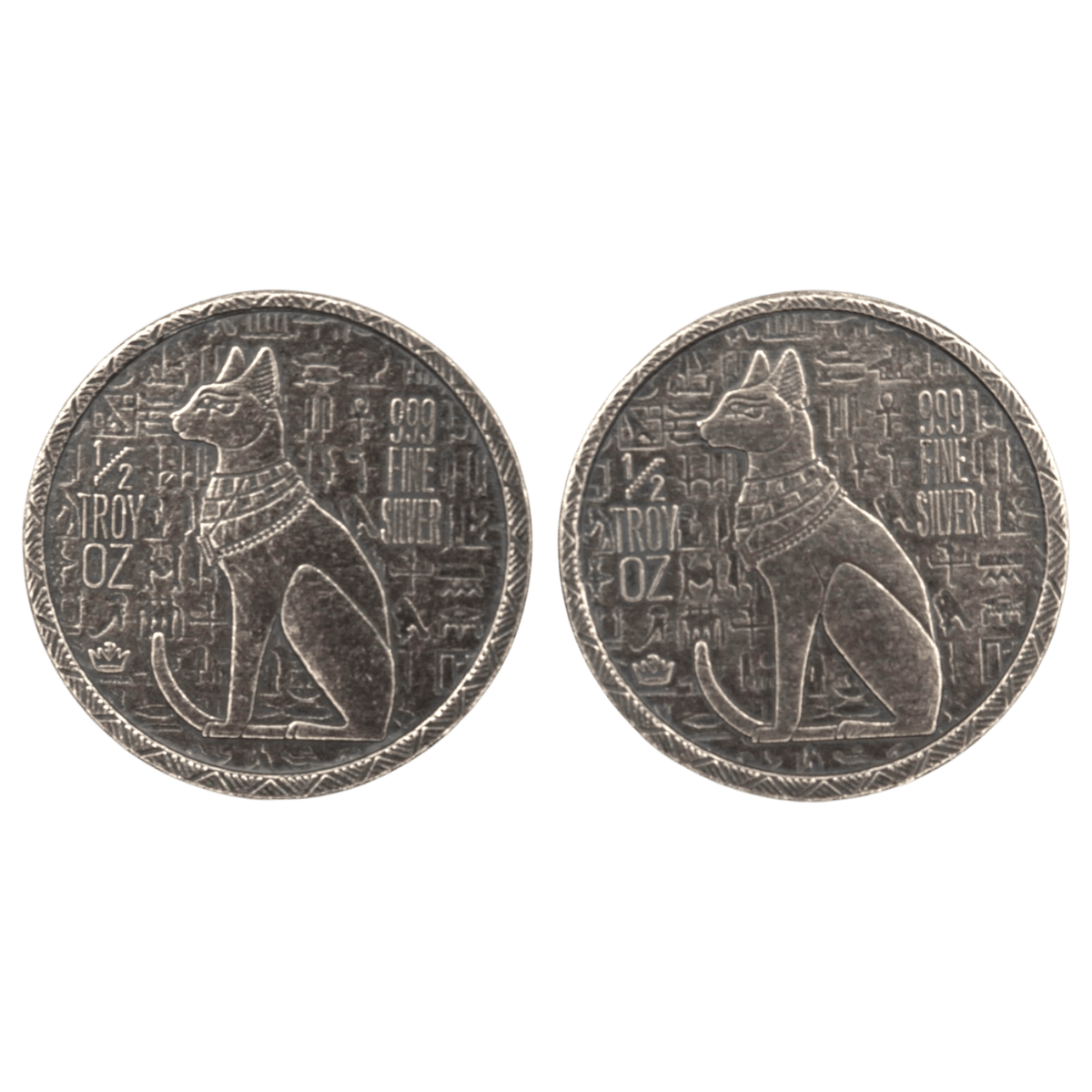 古代エジプト モティーフ 1/2oz銀メダル 2枚セット バステト｜NJ