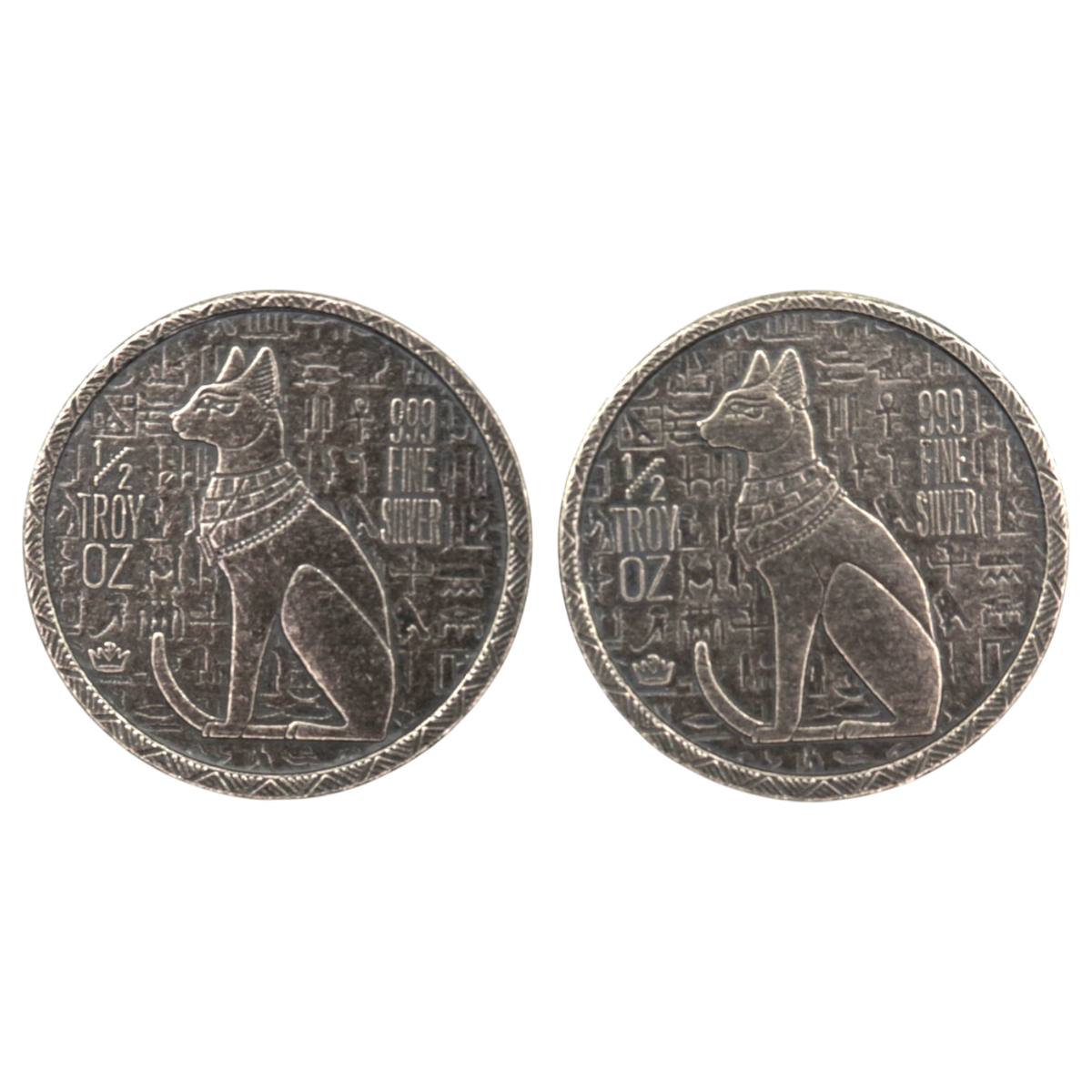 古代エジプト モティーフ 1/2oz銀メダル 2枚セット バステト