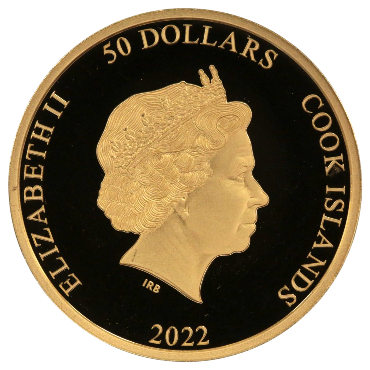 クック島 50ドル金貨 2022年 新幹線 カラープリント