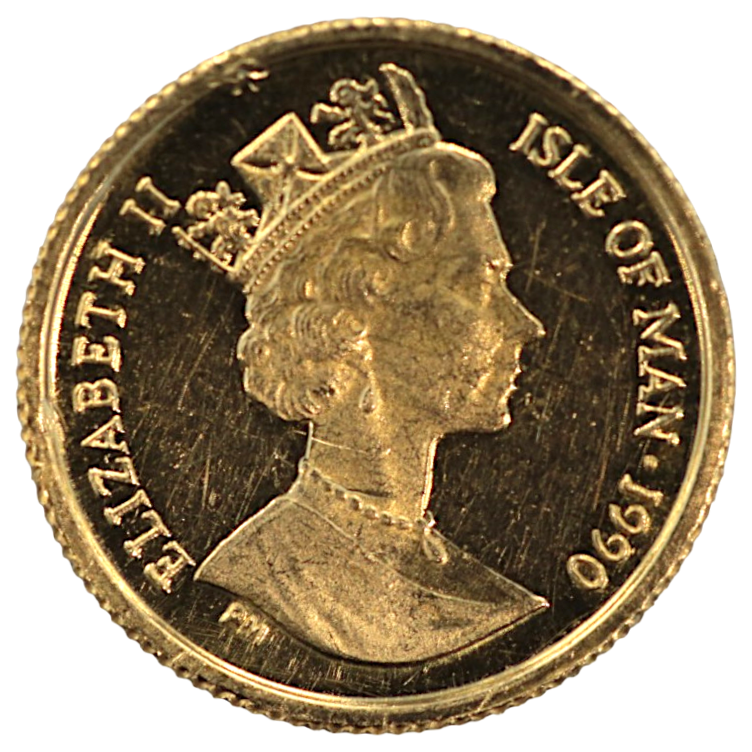 マン島 1/25クラウン金貨 1990年 ポブジョイ鋳 ニューヨークアレイ エリザベス2世