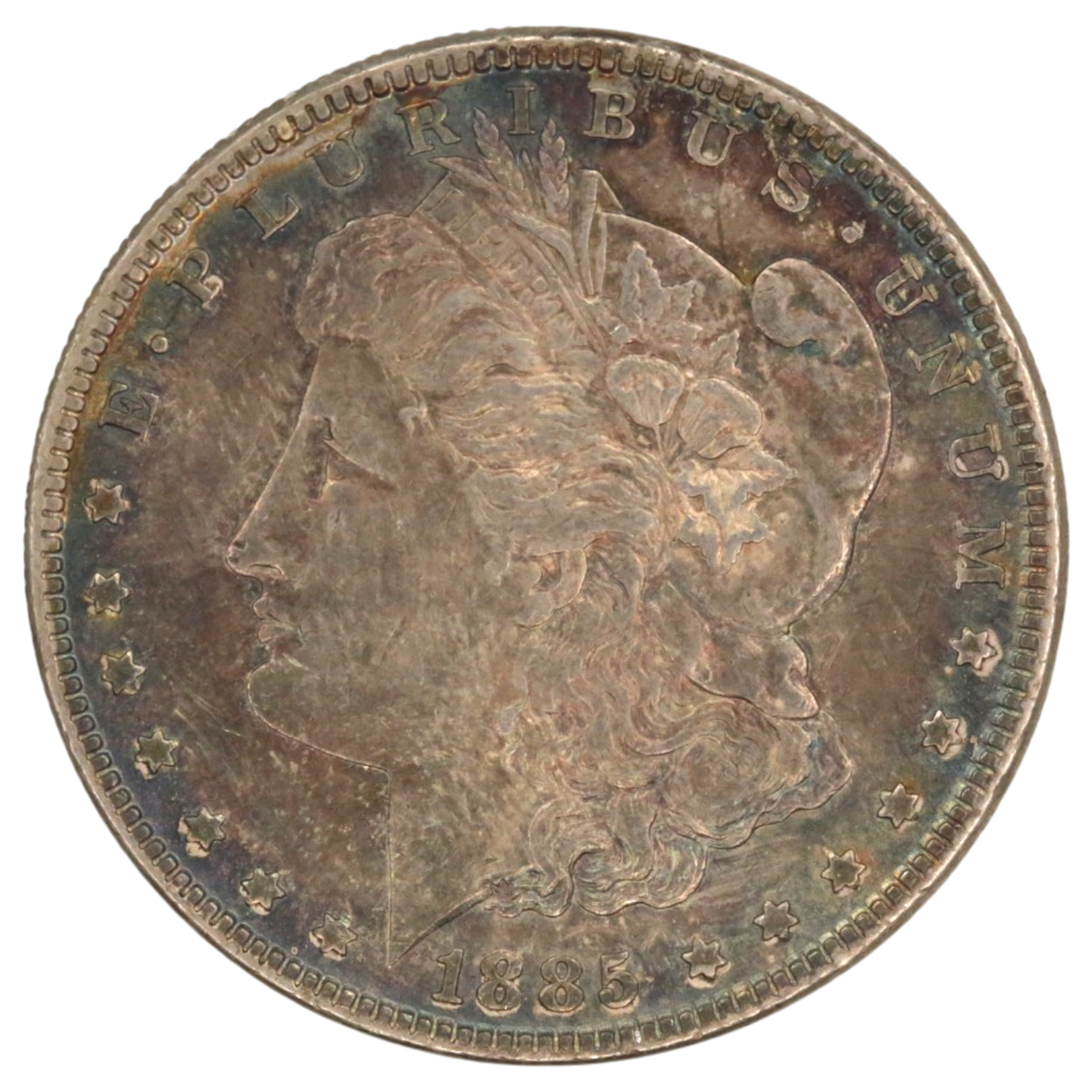 アメリカ 1ドル銀貨 1885年 フィラデルフィア鋳 モルガンダラー レインボートーン