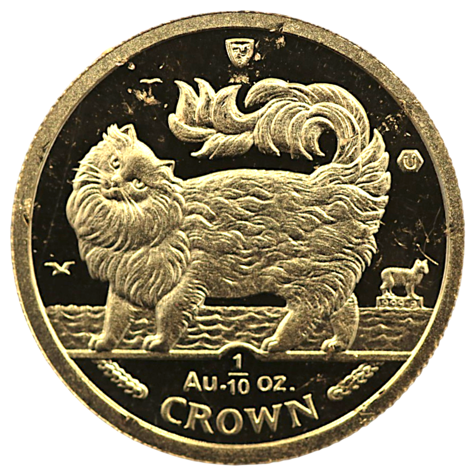 マン島 1/10クラウン金貨 1993年 ポブジョイ鋳 メインクーン エリザベス2世