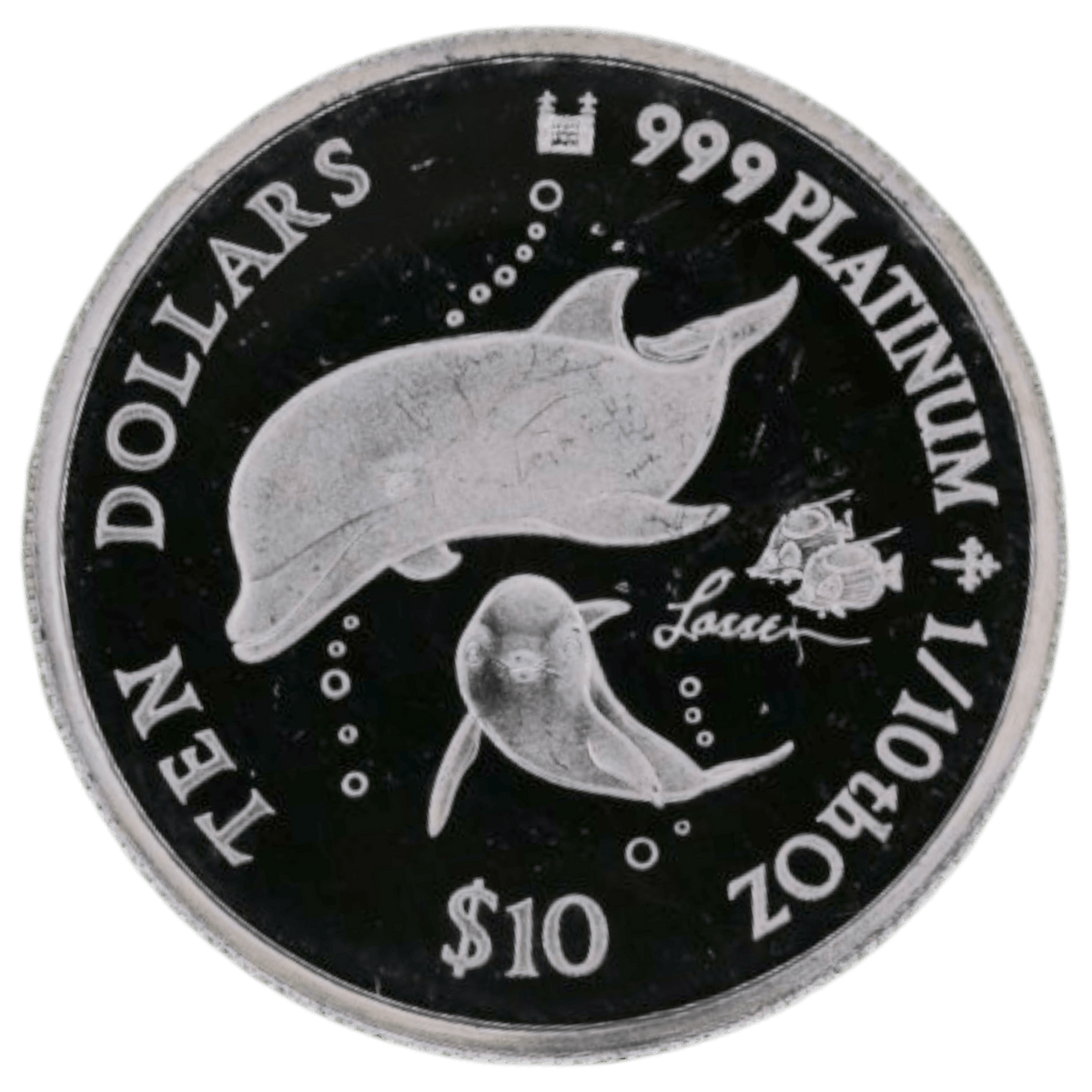 クック島 10ドルプラチナ貨 1999年 イルカ エリザベス2世 - NJ BUYER'S MARKETPLACE