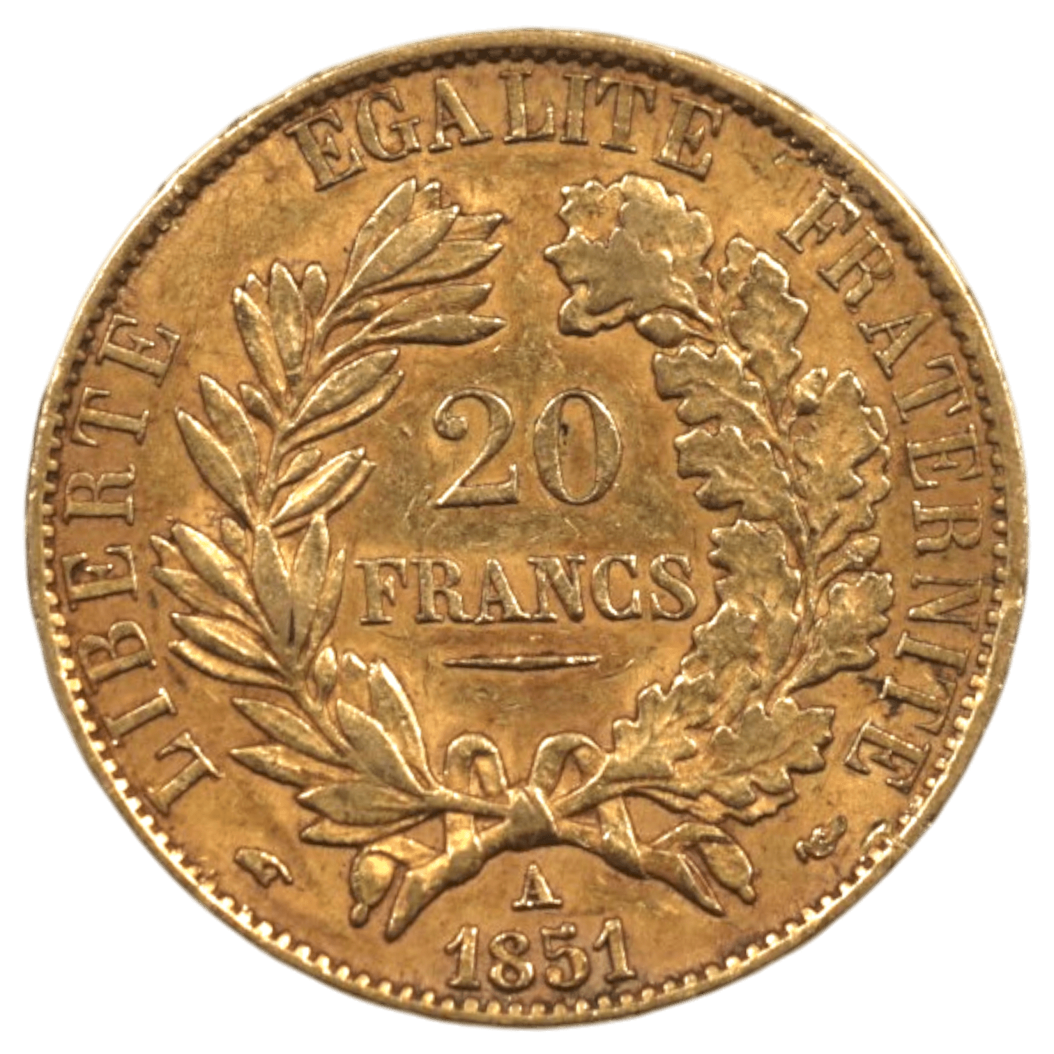 【大特価】フランス 20フラン金貨 1851年 パリ鋳 ケレス - NJ BUYER'S MARKETPLACE